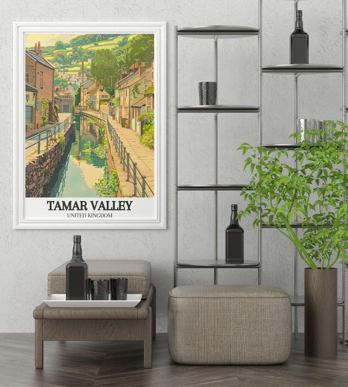 Tamar Valley Stone Village Canal Riverside Vintage Travel Art Poster - Image 2