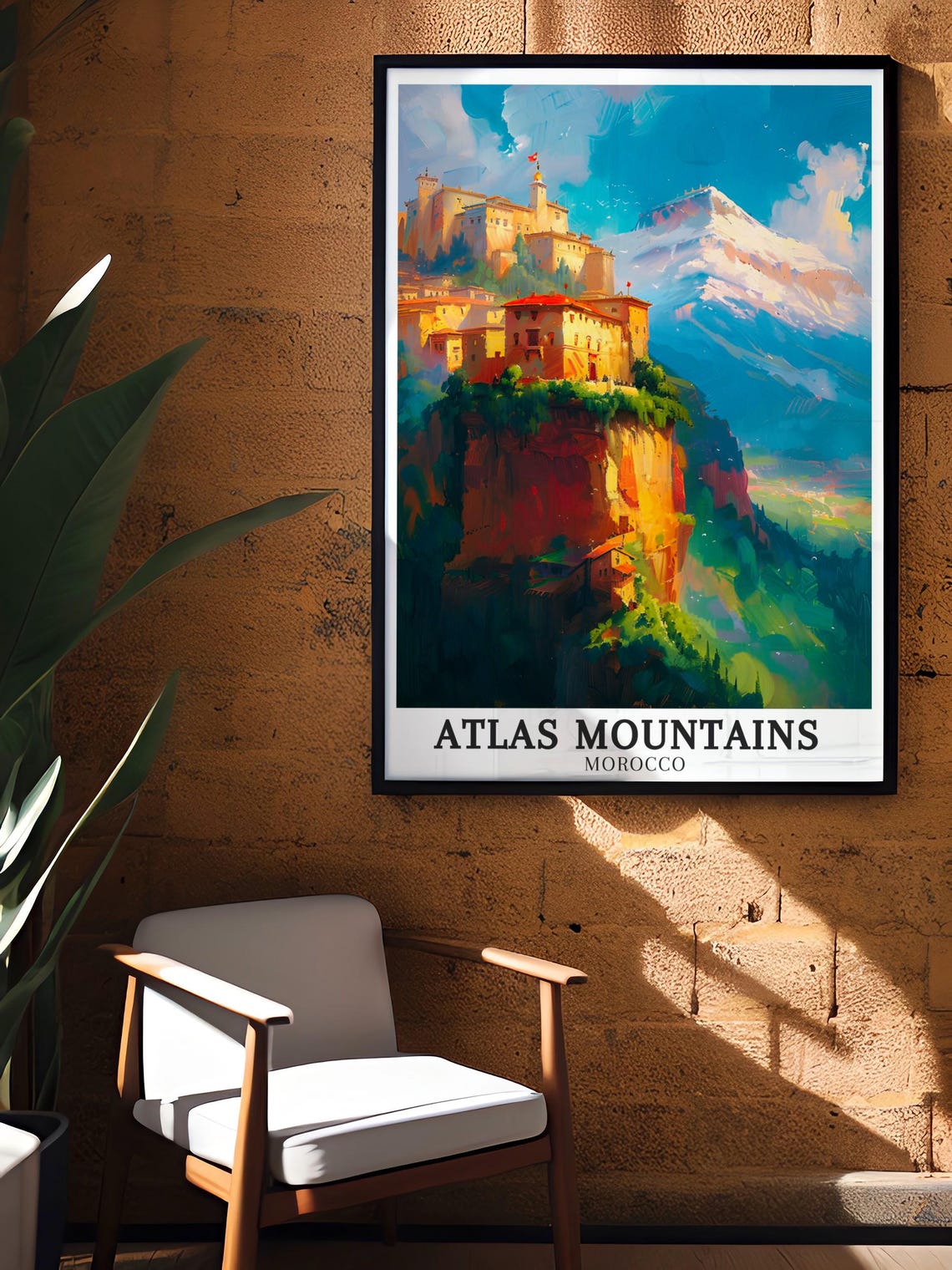 Atlas Mountains Morocco Berber Cliff Village and Snow Peak Poster - Image 3