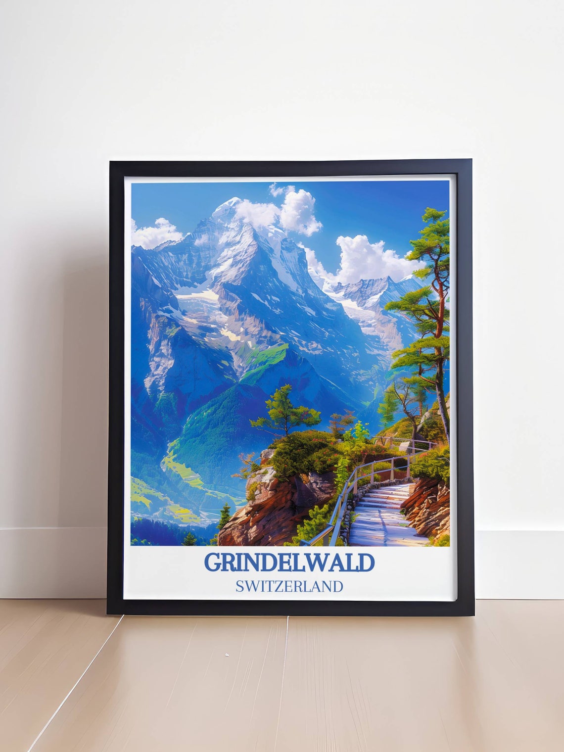 Grindelwald Switzerland Mountain Trail With Snowy Peak Poster - Image 4