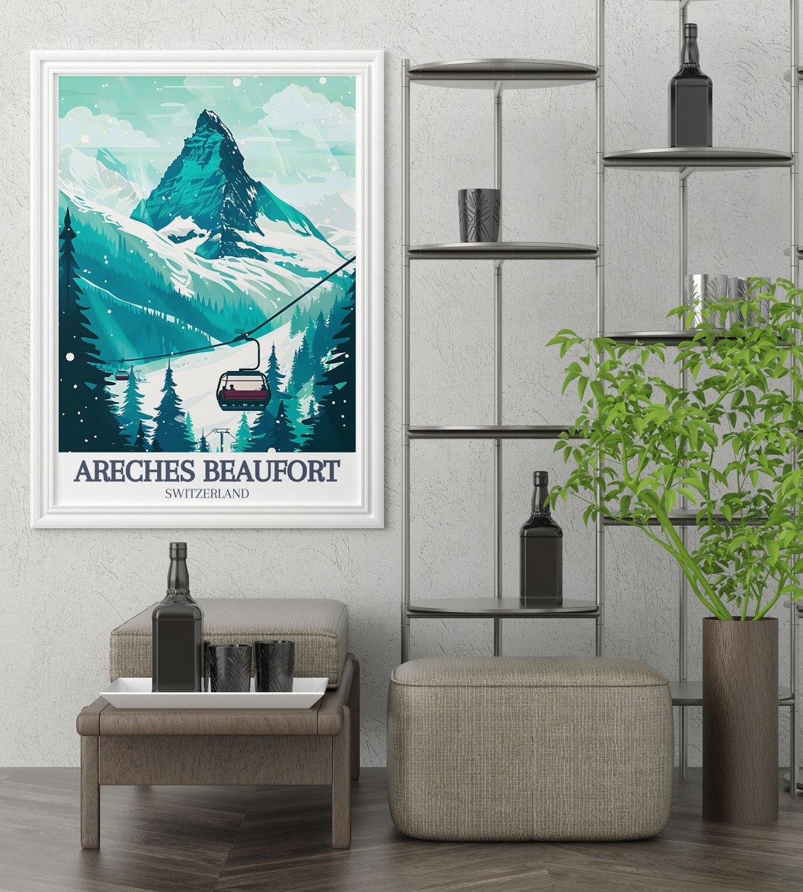 Areches Beaufort Travel Print Pierra Menta And Cuvy Chairlift Art Pierra Menta And Cuvy Chairlift Prints Areches Beaufort Wall Art - Image 3