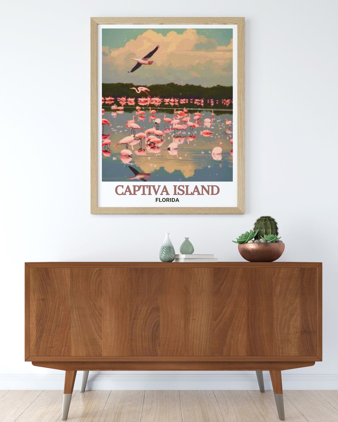 Captiva Island Florida Flamingos Wildlife Refuge Water Poster - Image 2