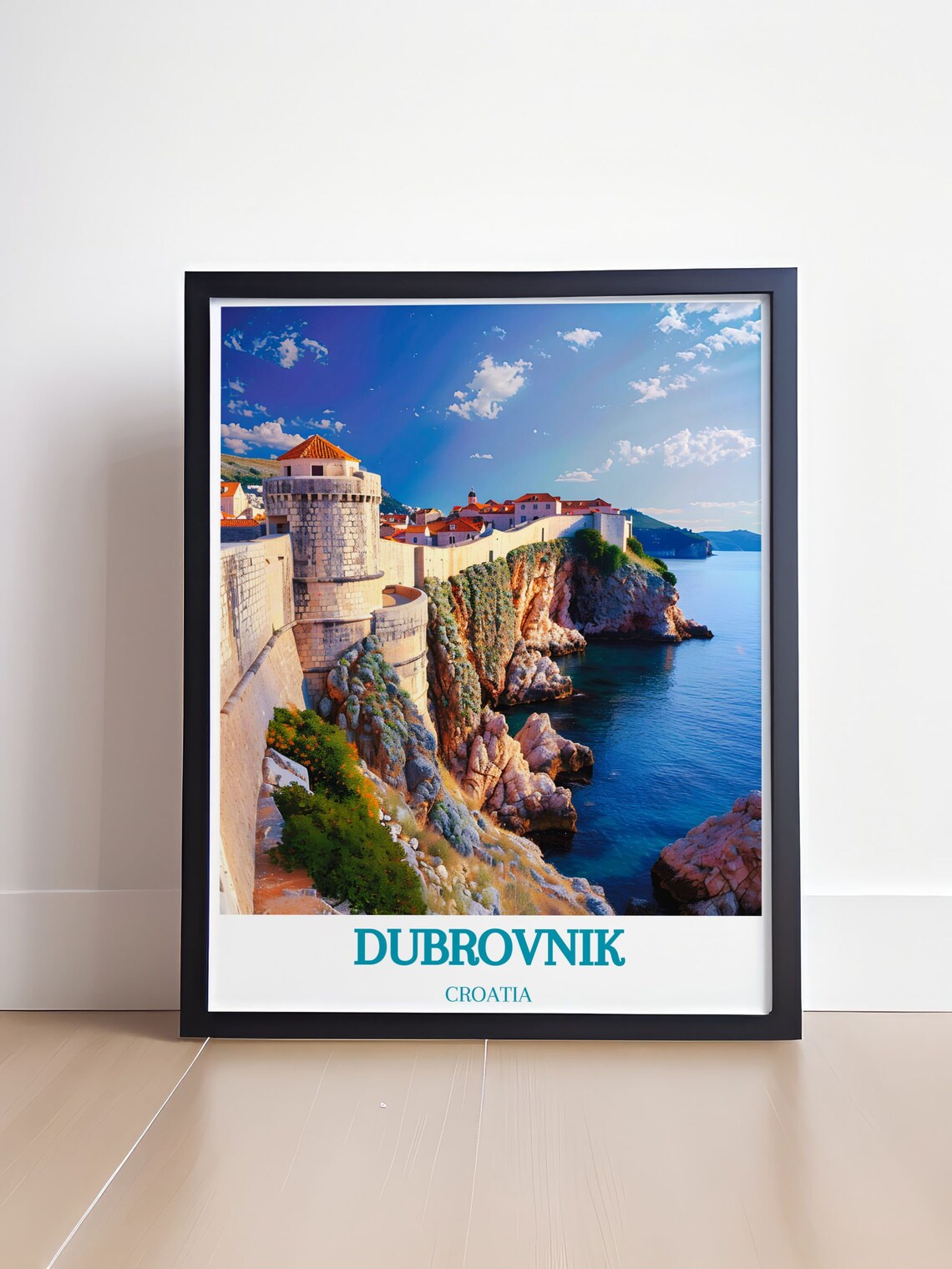 Dubrovnik Croatia Travel Poster Ancient City Walls Over The Sea - Image 4
