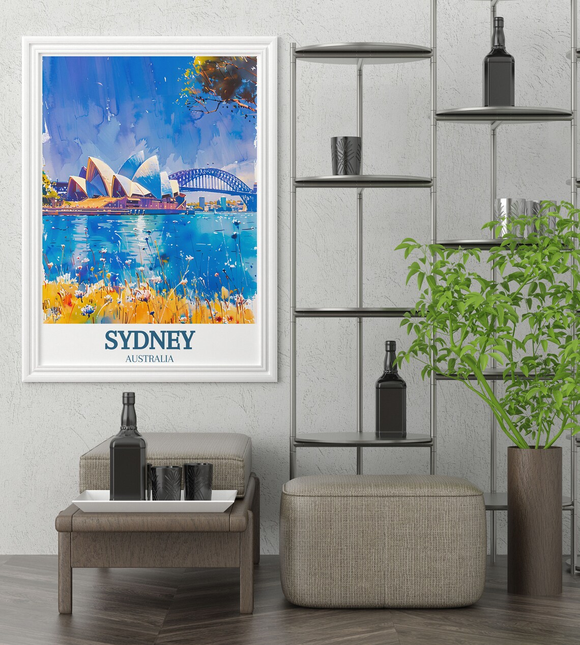 Sydney Australia Opera House Harbour Bridge Watercolor Travel Poster - Image 2