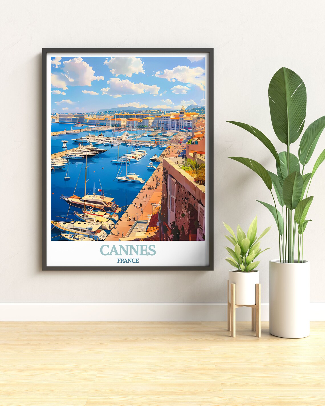 Cannes France Vieux Port Harbor Yacht Marina View Travel Poster - Image 3