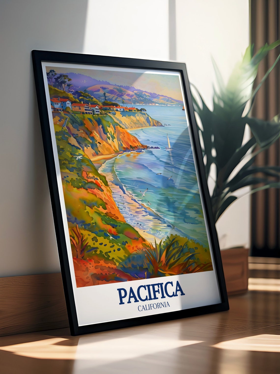 Pacifica California Dramatic Coastal Cliffs Beach Travel Poster - Image 2