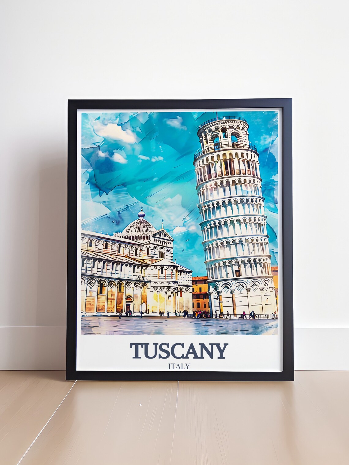 Tuscany Leaning Tower of Pisa Cathedral Italy Watercolor Poster - Image 4
