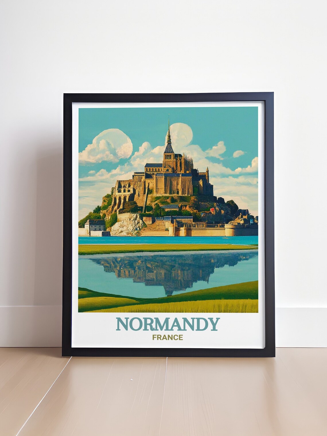 Normandy France Mont Saint-Michel Abbey Reflection Island Poster - Image 4