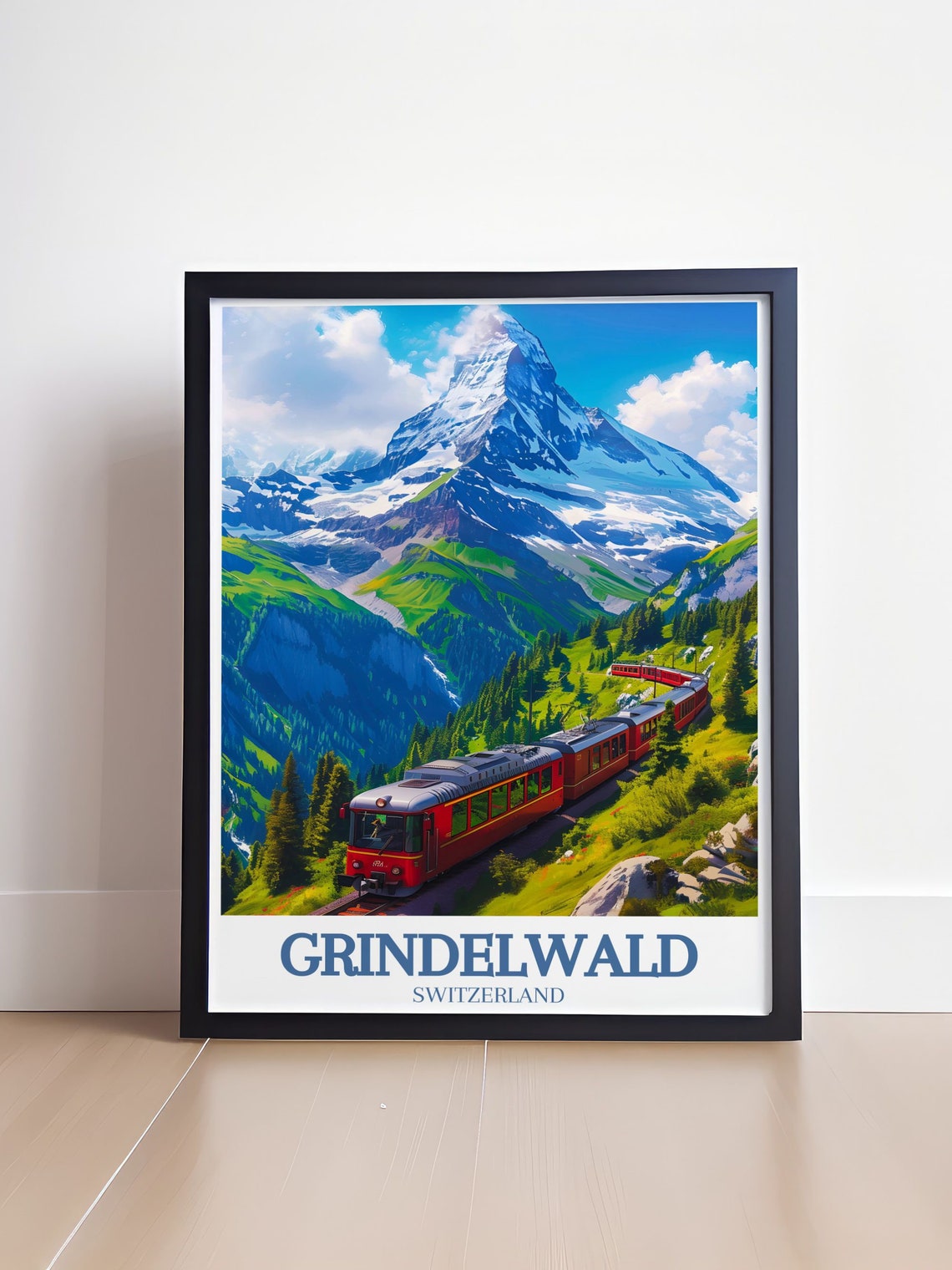 Grindelwald Red Mountain Railway Alpine Switzerland Travel Poster - Image 4