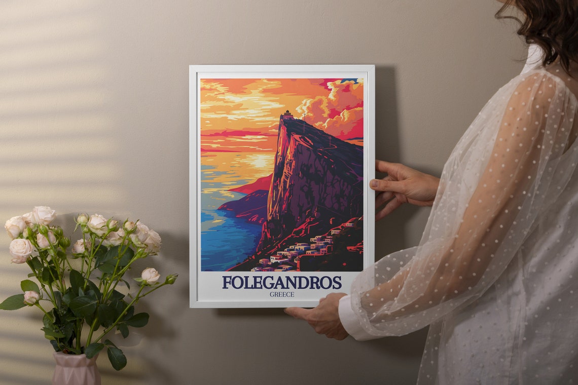Folegandros Dramatic Sunset Cliff Village Aegean Greece Poster - Image 3
