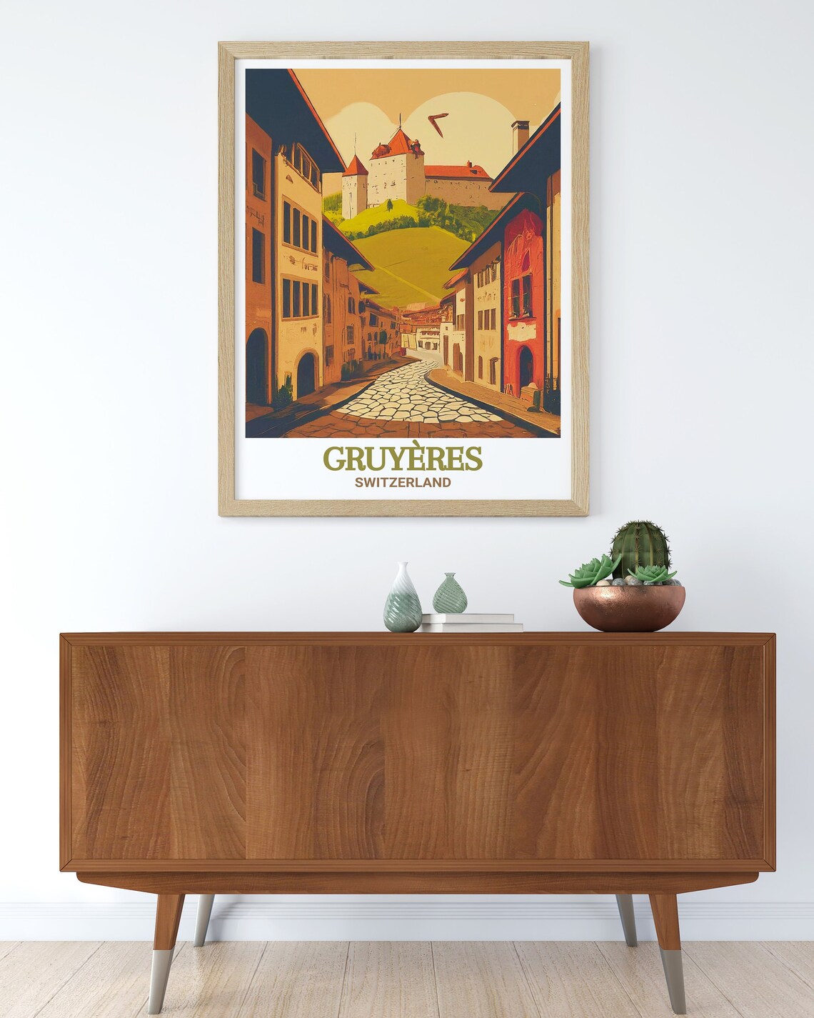 Gruyeres Switzerland Medieval Town Street Vintage Travel Poster - Image 3
