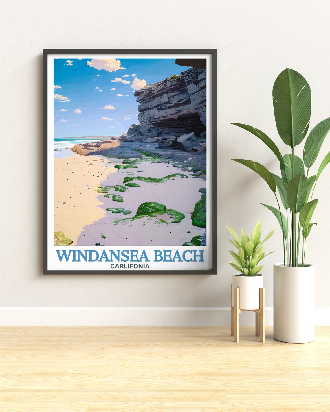 Windansea Beach California Rocky Cliffs Seaweed Travel Poster - Image 2