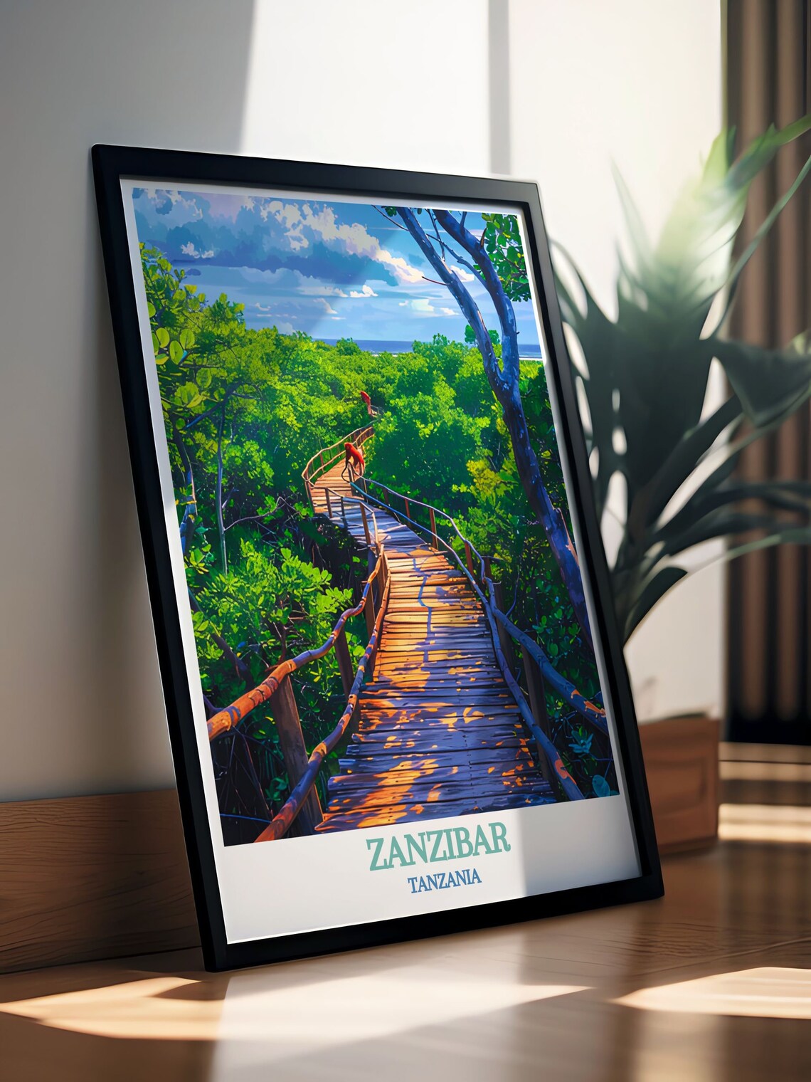Zanzibar Jozani Forest Boardwalk Red Colobus Monkeys Travel Poster - Image 2