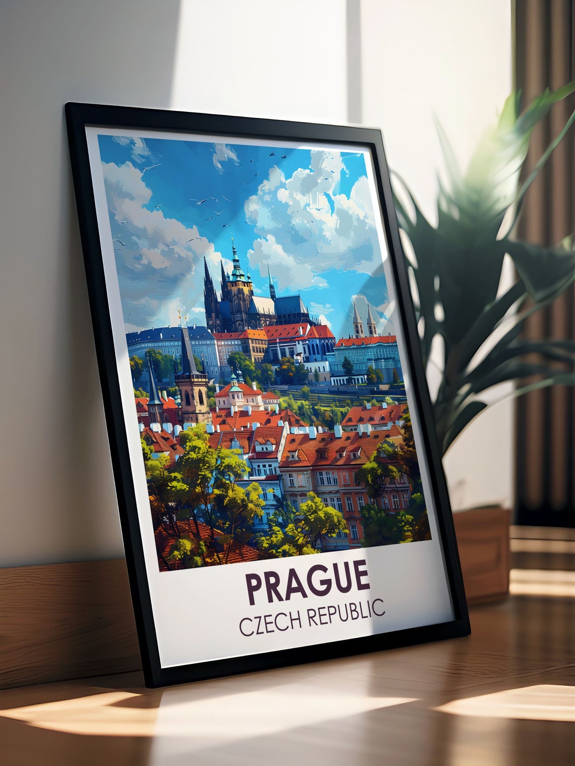 Prague Travel Poster Prague Castle Art Print Prague Castle Poster Europe Travel Print Framed Print Of Prague Castle Czech Republic - Image 2