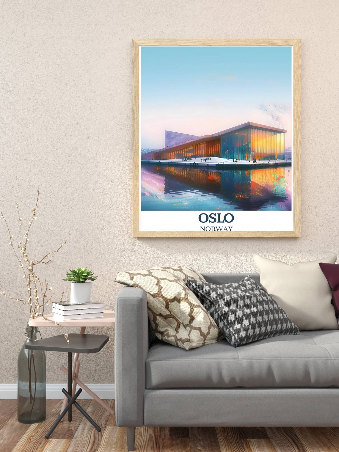 Oslo Opera House Waterfront Glowing at Golden Sunset Norway Poster - Image 3
