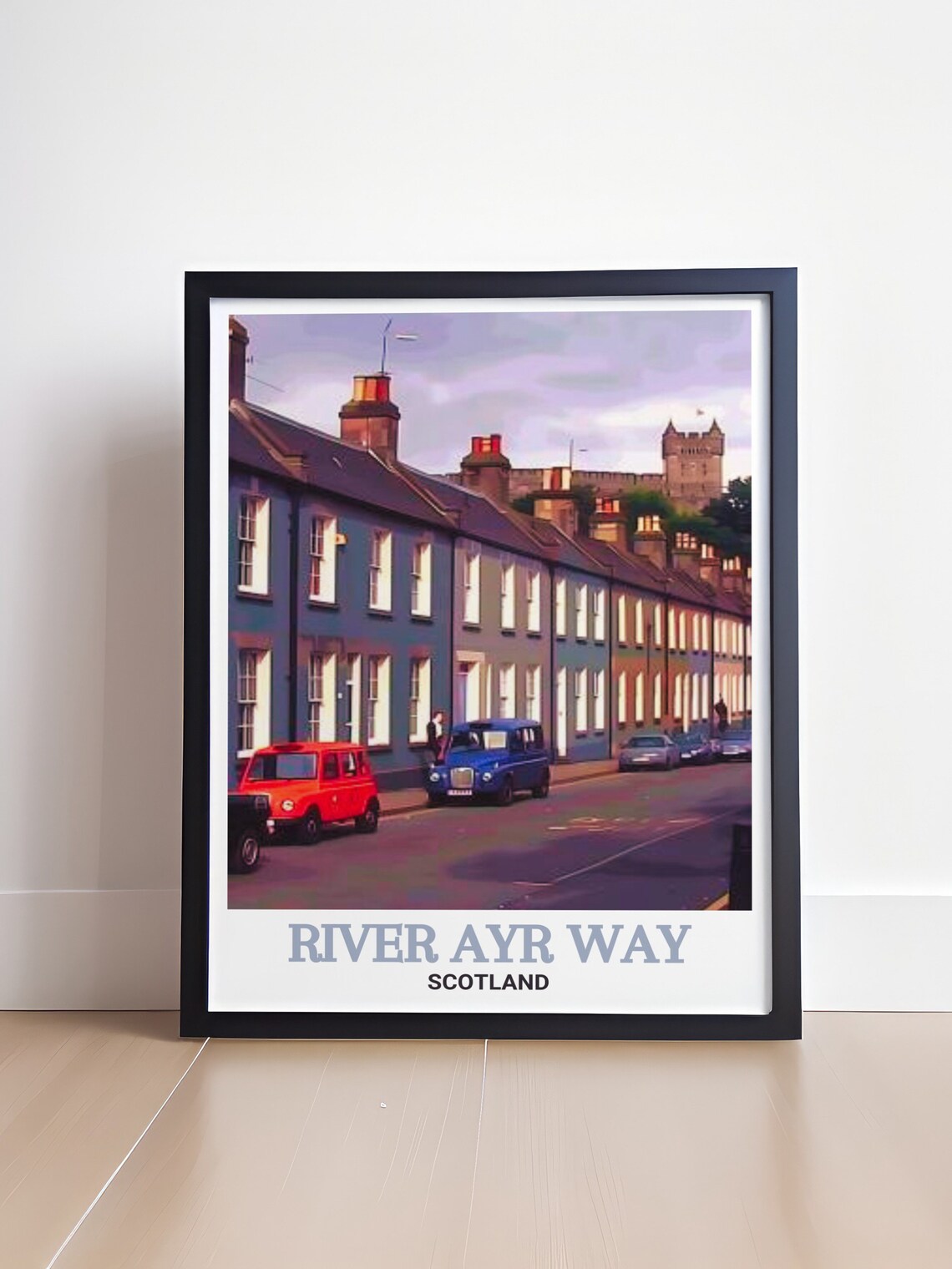 River Ayr Way Catrine Terraced Street and Castle Travel Poster - Image 4
