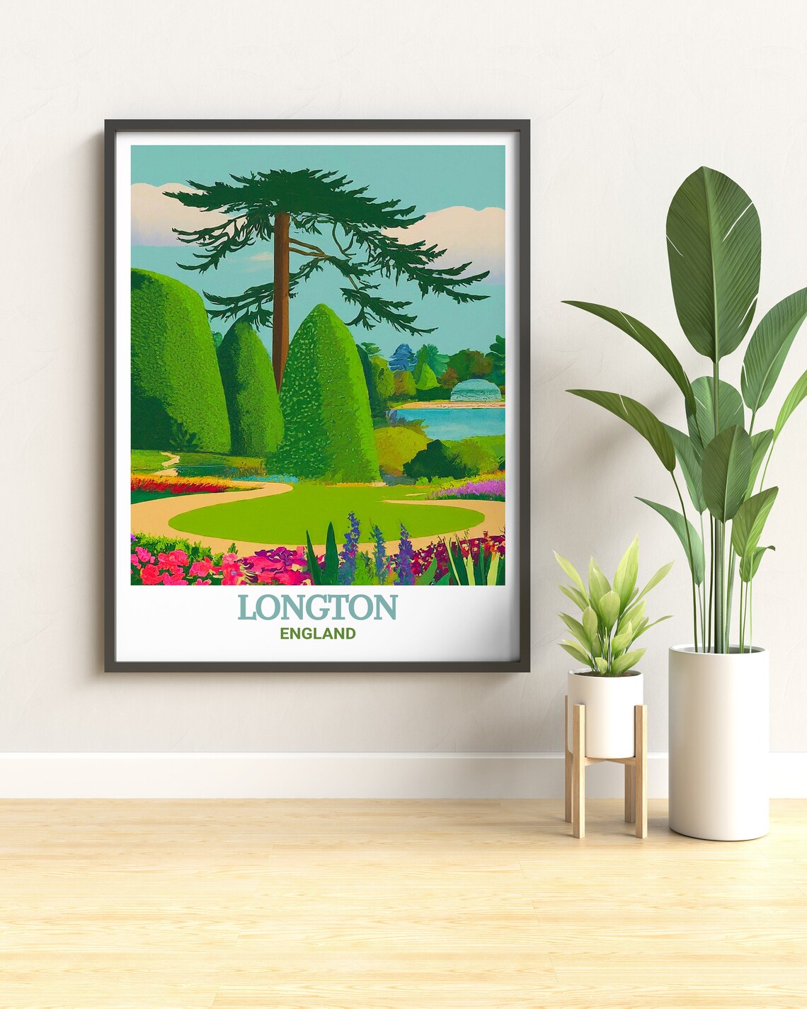 Longton Trentham Gardens Manicured Topiary Lake England Travel Poster - Image 3