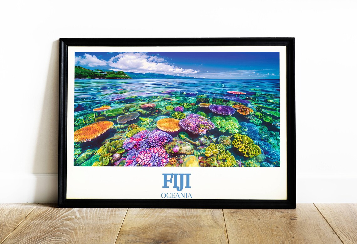 Fiji Coral Reef Split View Colorful Tropical Sea Life Poster - Image 4