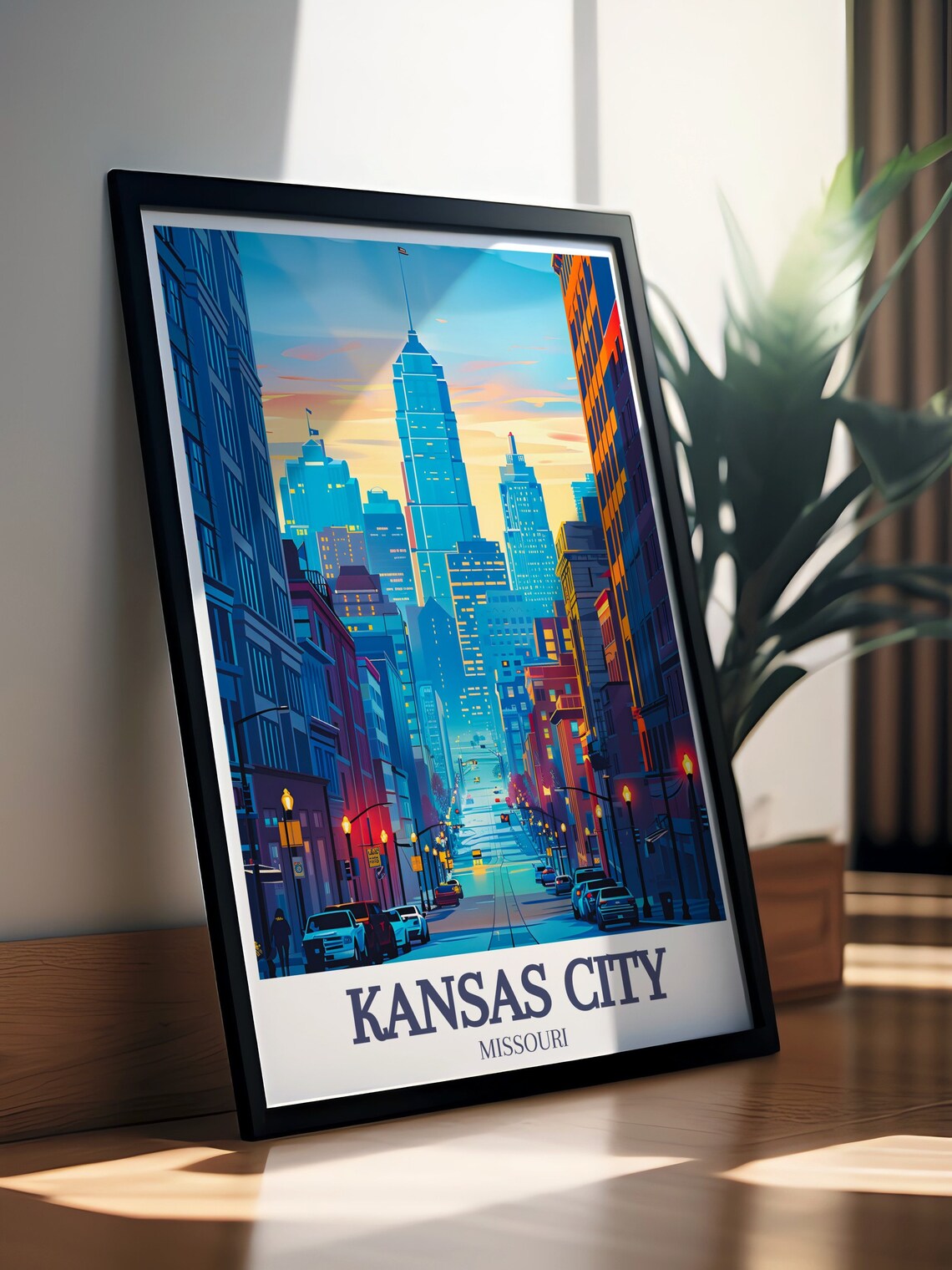 Kansas City Skyline Travel Poster Iconic Downtown Art Modern Urban Cityscape Poster Kansas City Landmark Art - Image 2