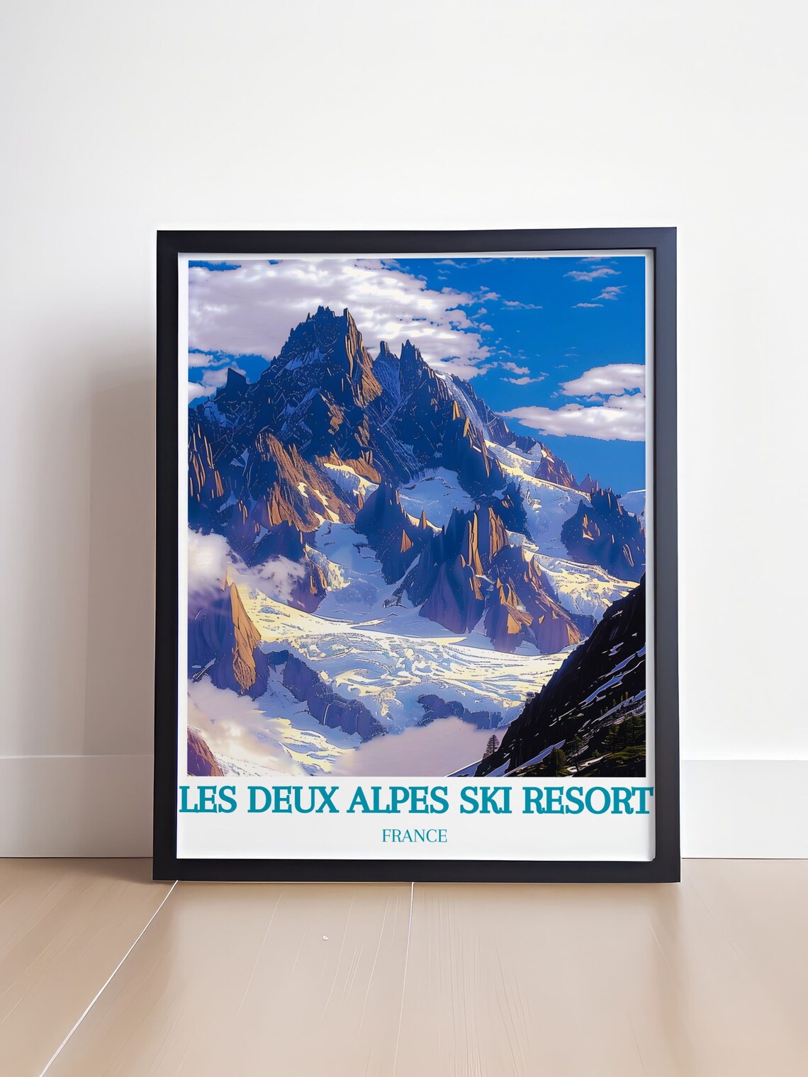 Les Deux Alpes Ski Resort Snowy Mountain Peak France Travel Poster - Image 4