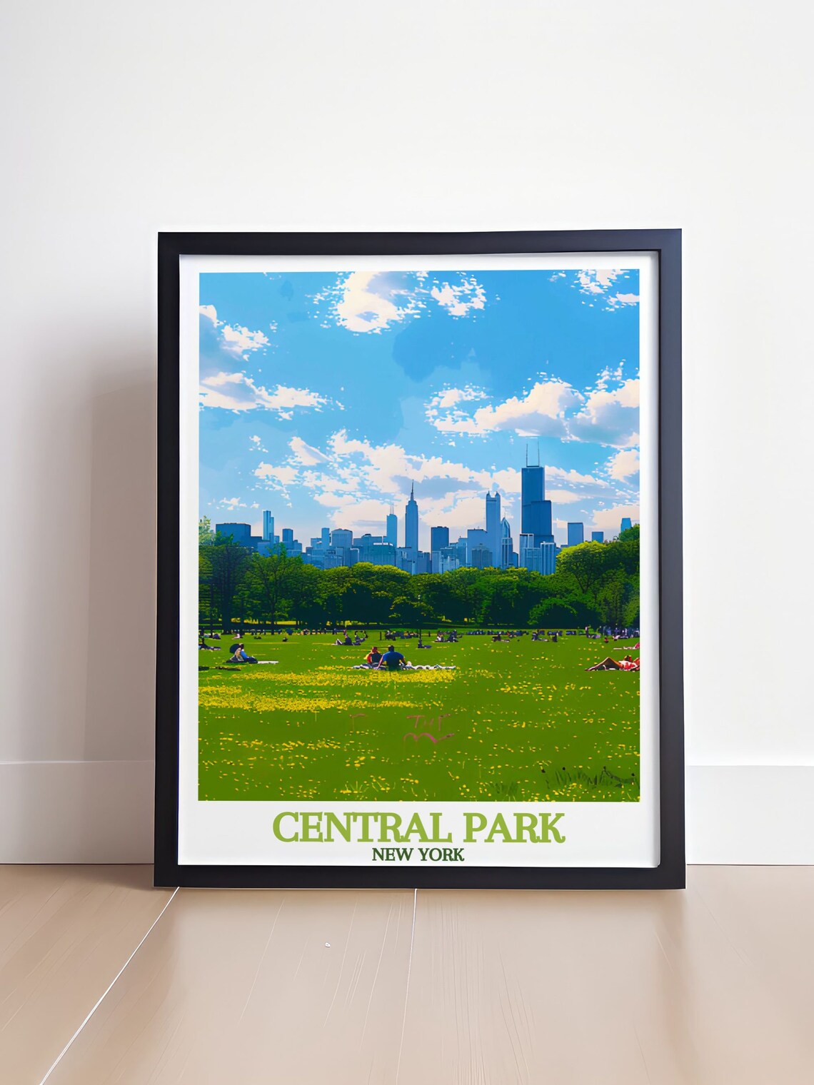 Central Park New York Great Lawn Summer Picnic City Skyline Poster - Image 4