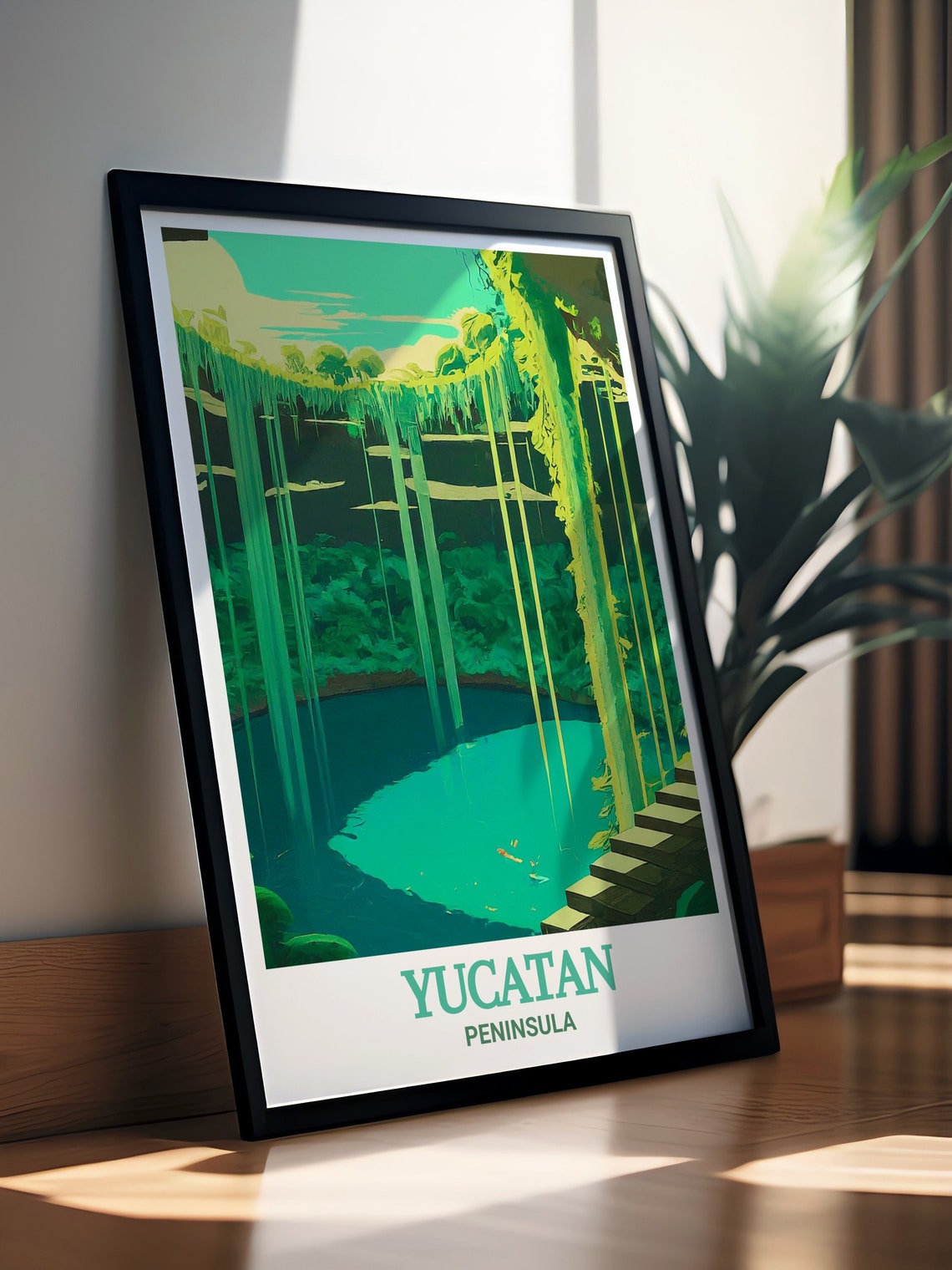Yucatan Peninsula Sunlit Jungle Cenote Sinkhole Travel Poster - Image 2