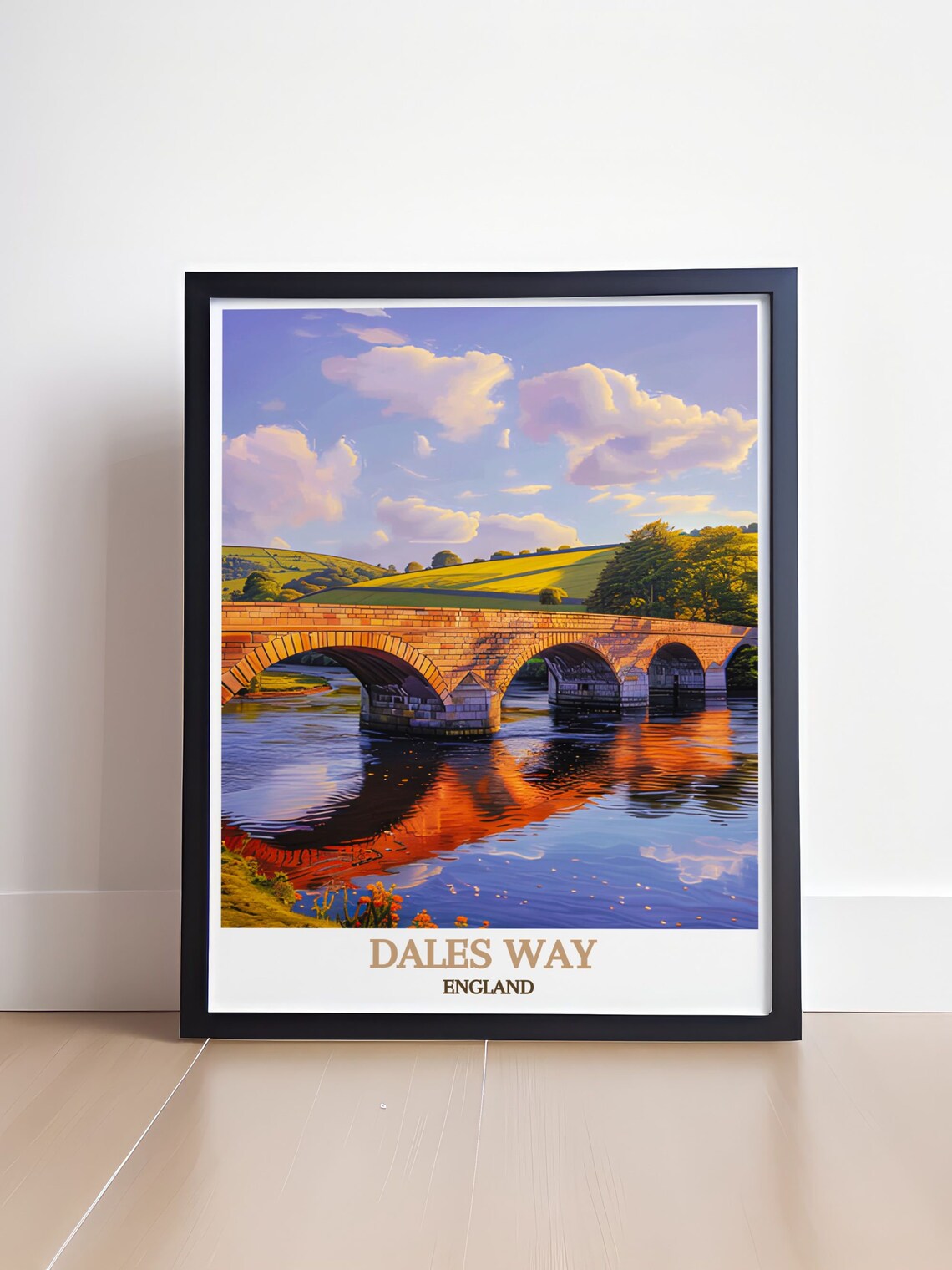 Dales Way England Stone Arch Bridge Sunset River Scene Poster - Image 4
