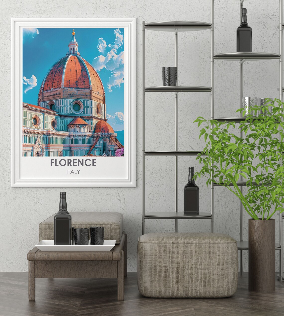 Florence Italy Travel Poster Duomo Cathedral Dome Close Up Art - Image 3
