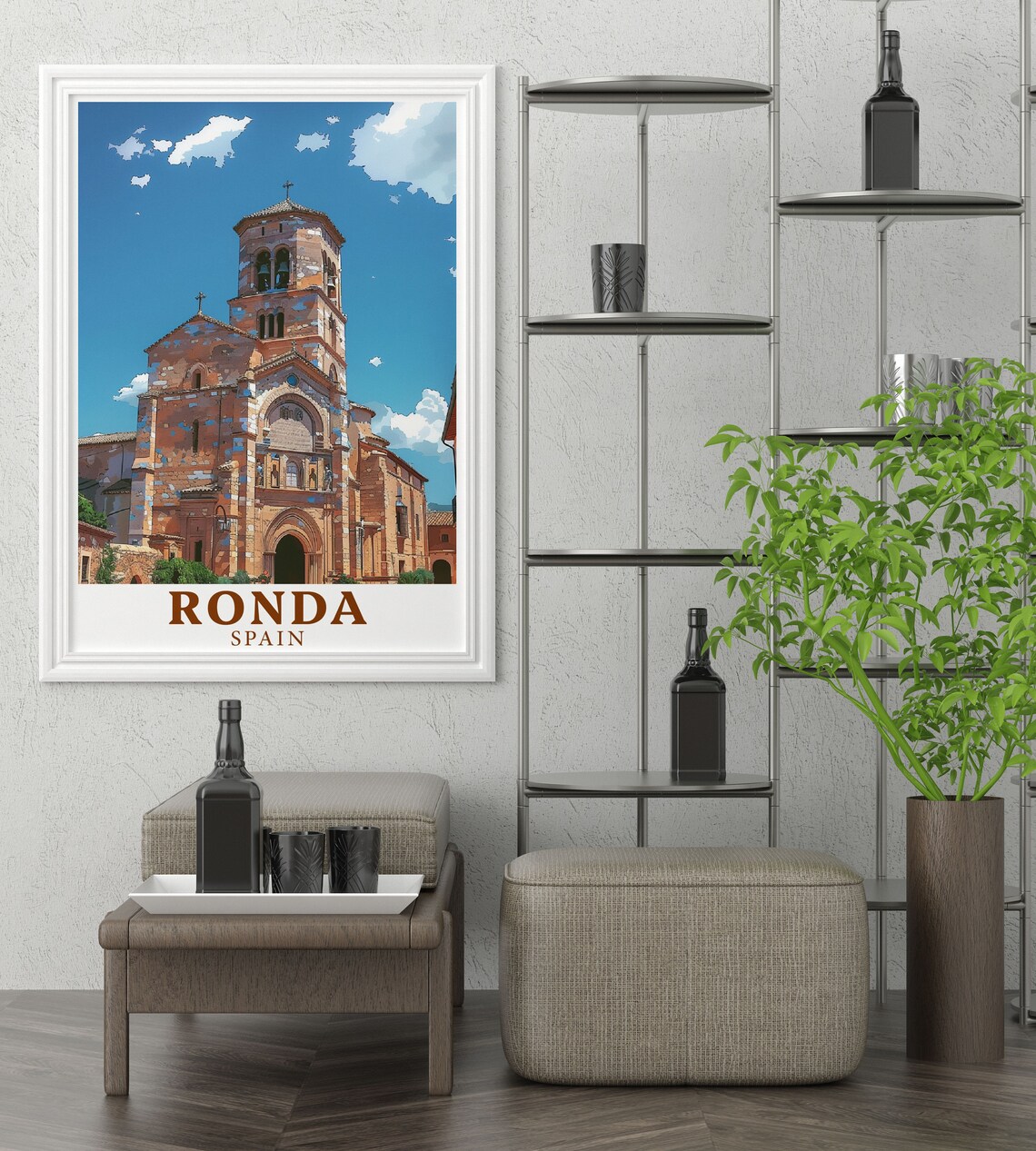 Ronda Spain Historic Stone Church Bell Tower Old Town Travel Poster - Image 3
