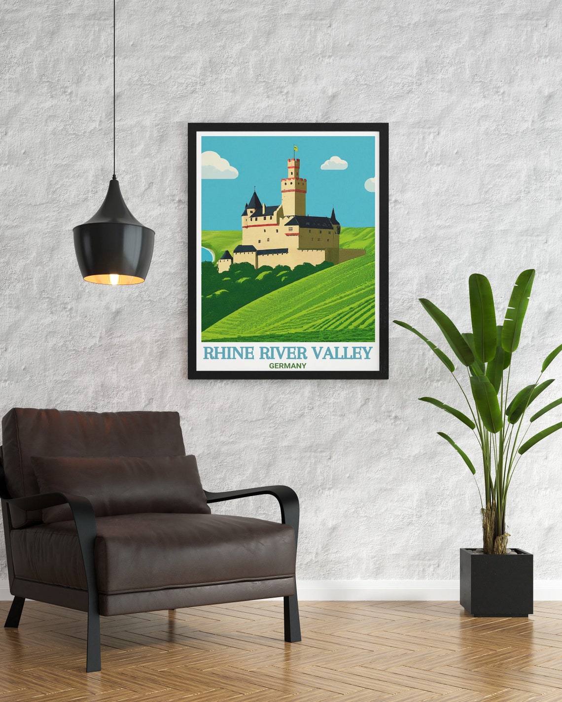 Marksburg Castle Rhine River Valley Germany Hilltop Travel Poster - Image 2