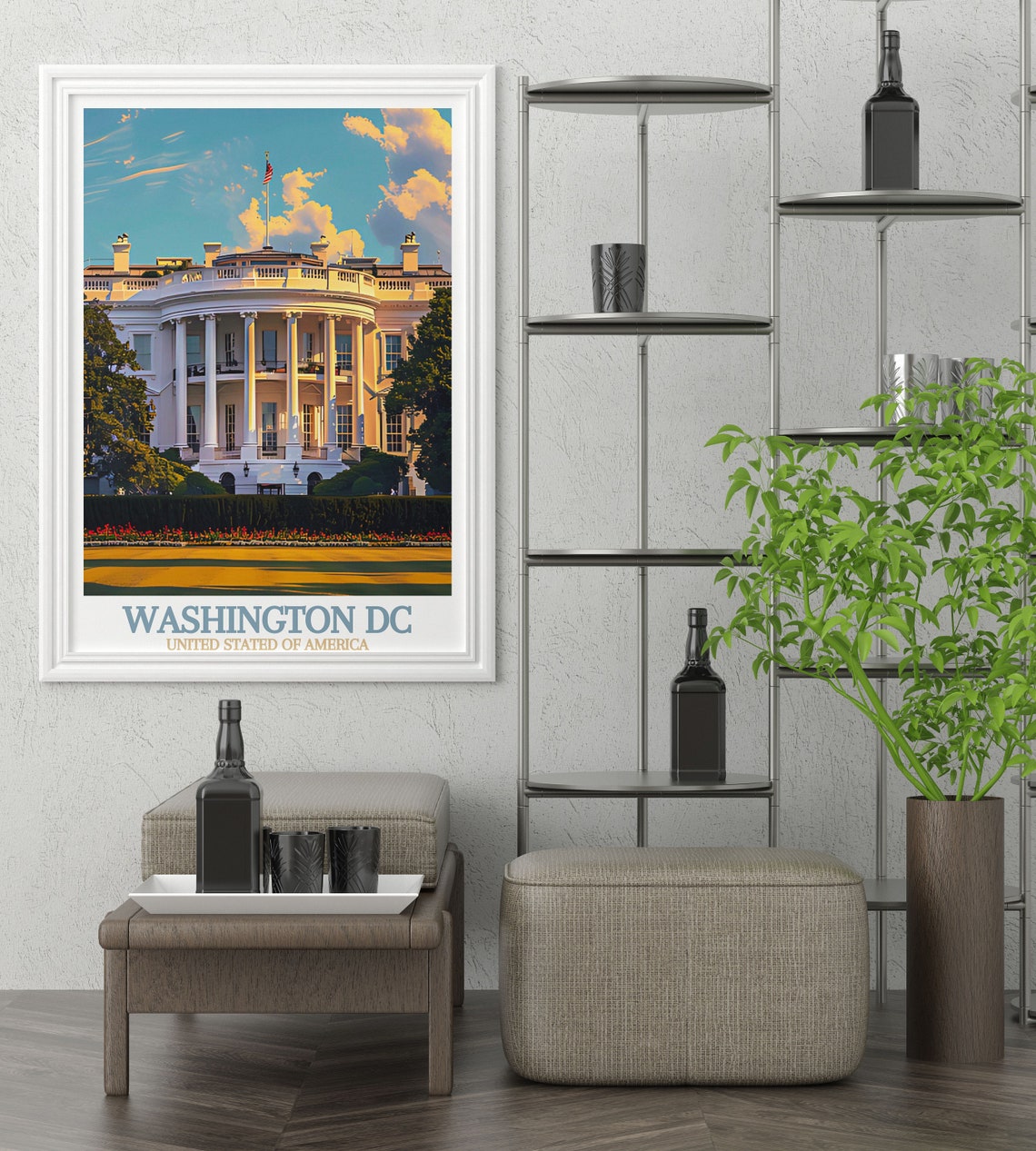 White House South Facade Glowing in Golden Afternoon Light Poster - Image 2