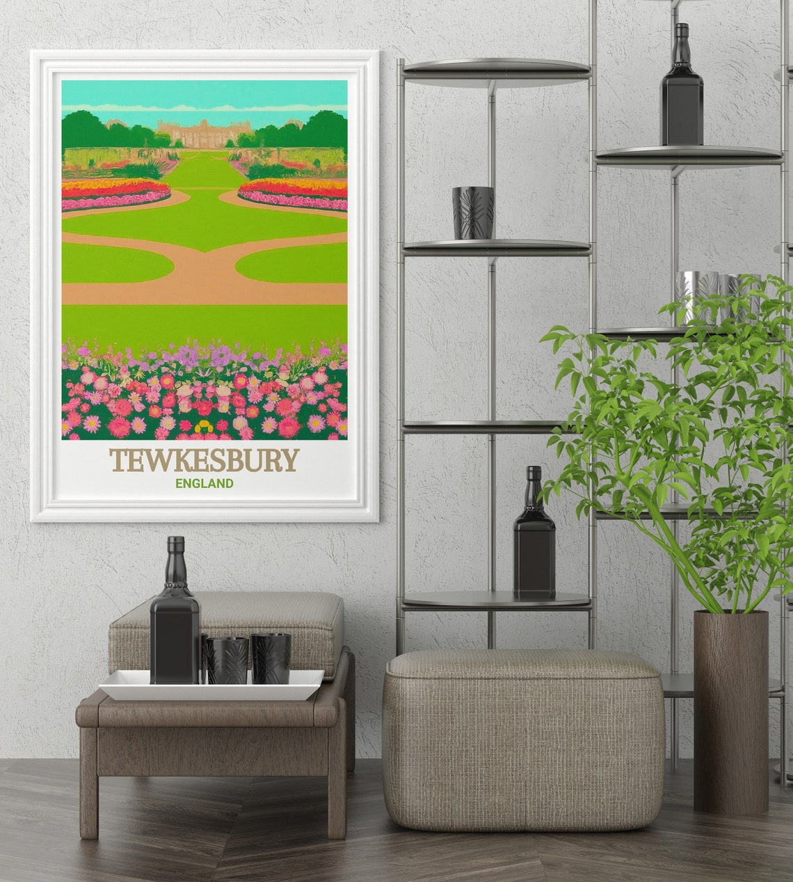 Tewkesbury Wall Art Victoria Gardens And Tewkesbury Artwork Victoria Gardens Decor Victoria Gardens Travel Poster Tewkesbury Gift - Image 2