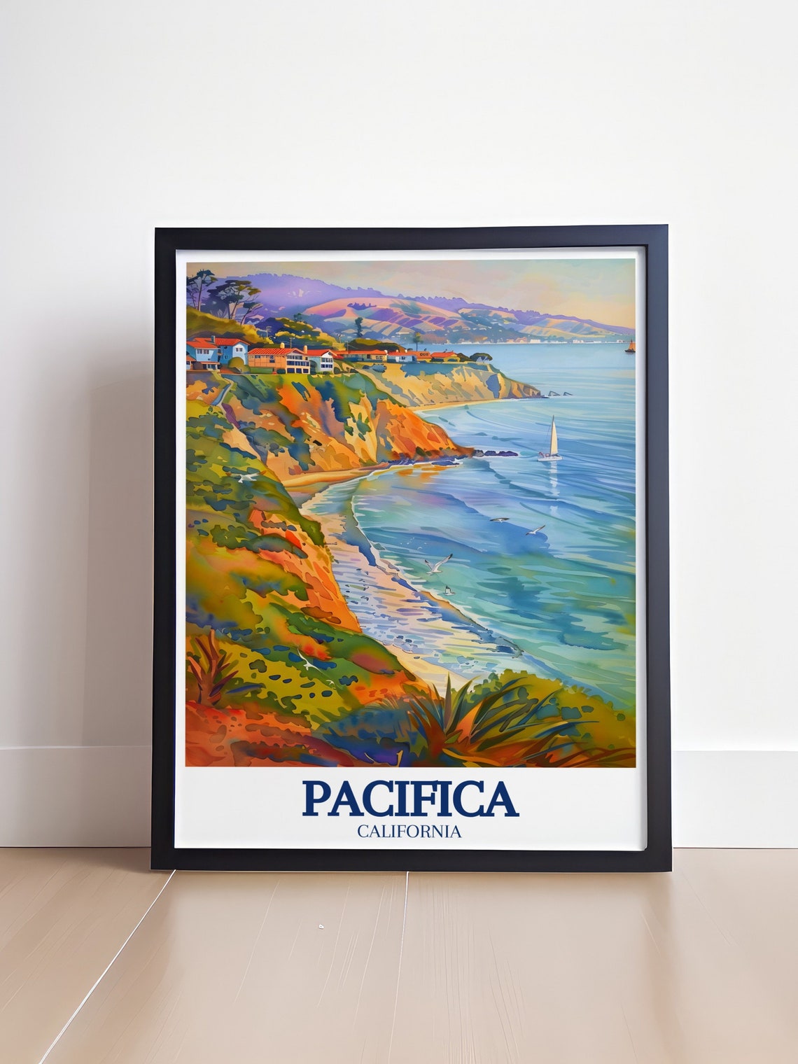 Pacifica California Dramatic Coastal Cliffs Beach Travel Poster - Image 4