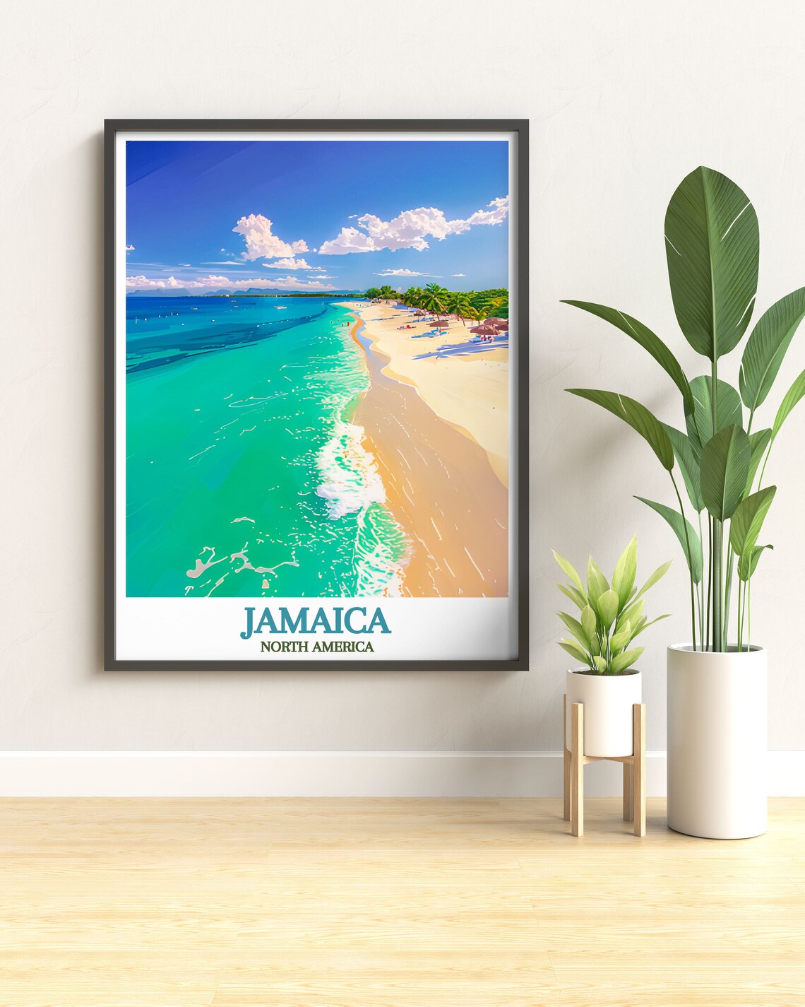 Jamaica North America Turquoise Beach Palms Aerial Paradise Travel Poster - Image 3