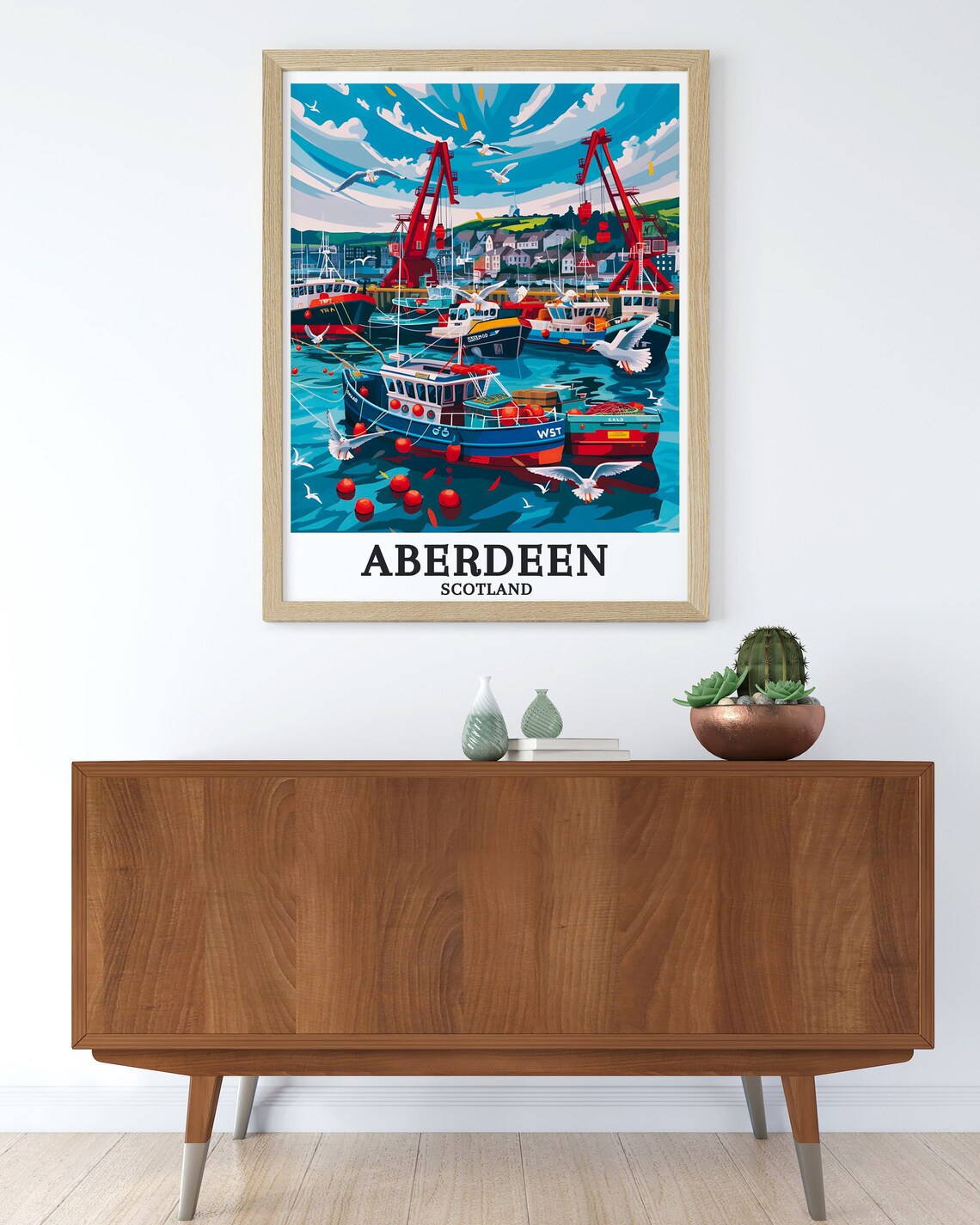 Aberdeen Harbour Colorful Fishing Boats Scotland Maritime Poster - Image 2