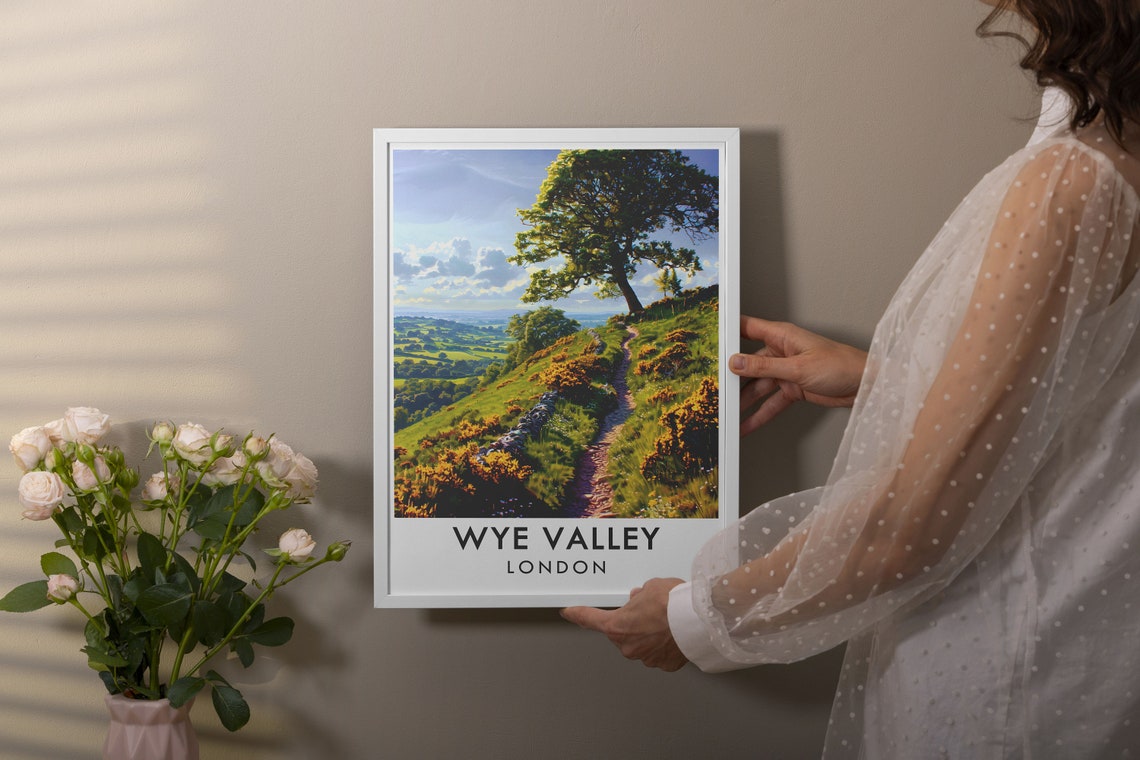 Wye Valley Sunlit Hillside Path Through Gorse Meadows England Poster - Image 3