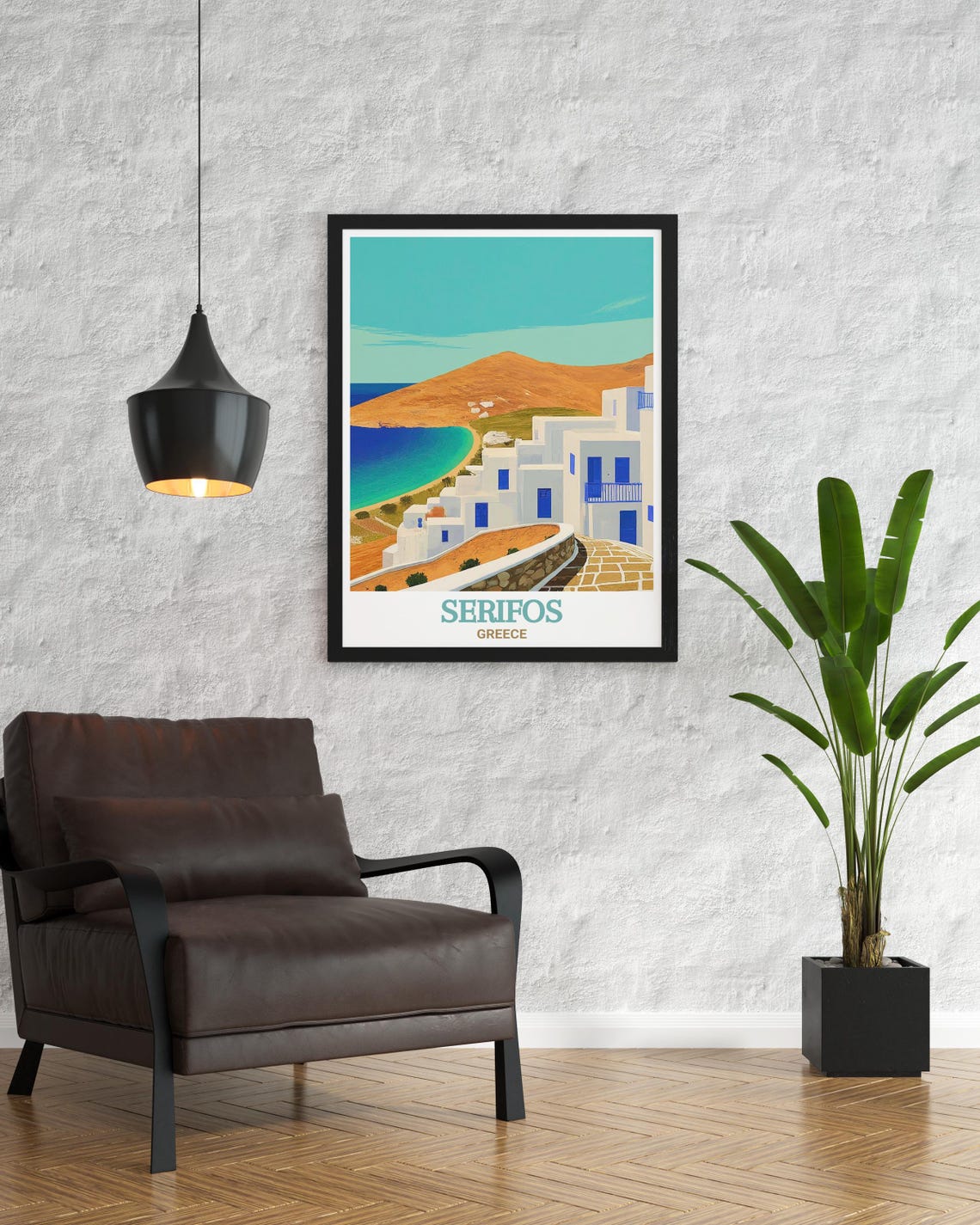 Serifos Greece Hillside Villas Blue Aegean Cove Travel Poster - Image 2