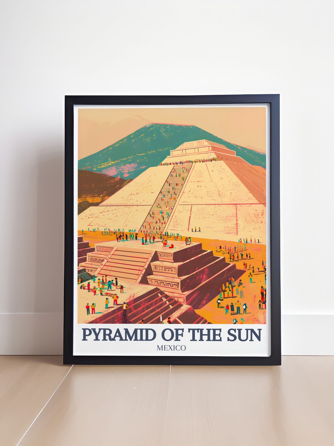 Pyramid of the Sun Crowded Steps Desert Mexico Travel Poster - Image 4