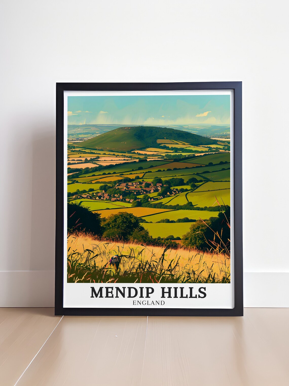 Mendip Hills England Village Countryside Panorama Sunset Travel Poster - Image 4