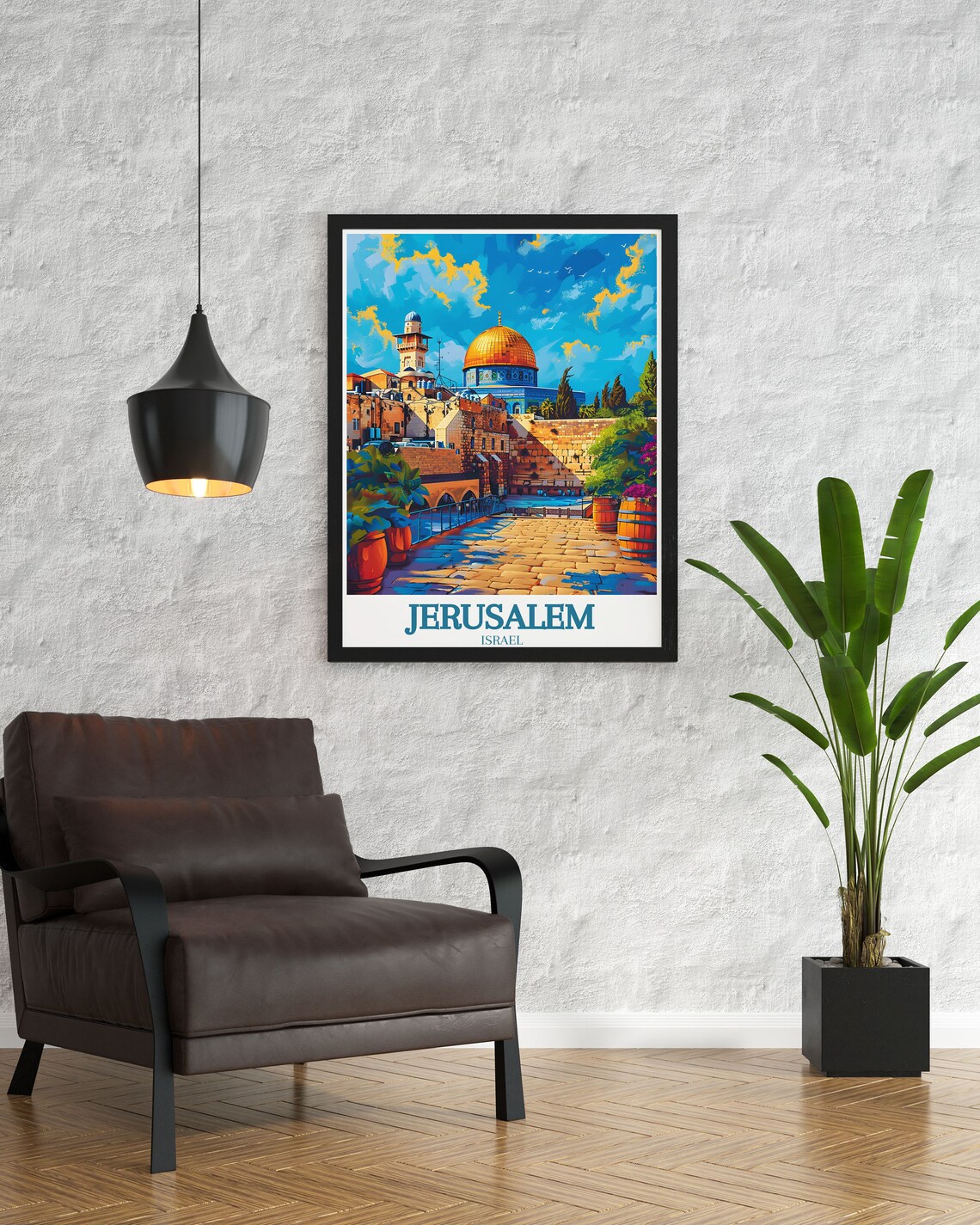 Jerusalem Israel Western Wall Golden Dome Old City Travel Poster - Image 2