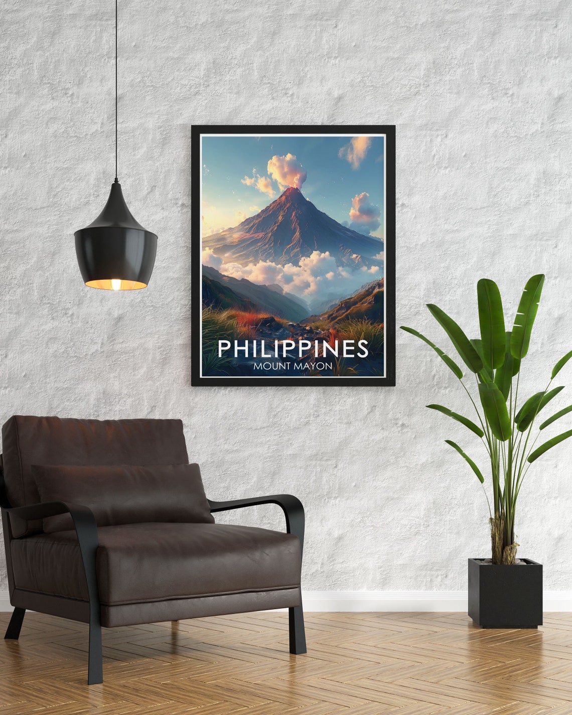 Mount Mayon Volcano Erupting at Sunrise Philippines Island Poster - Image 2