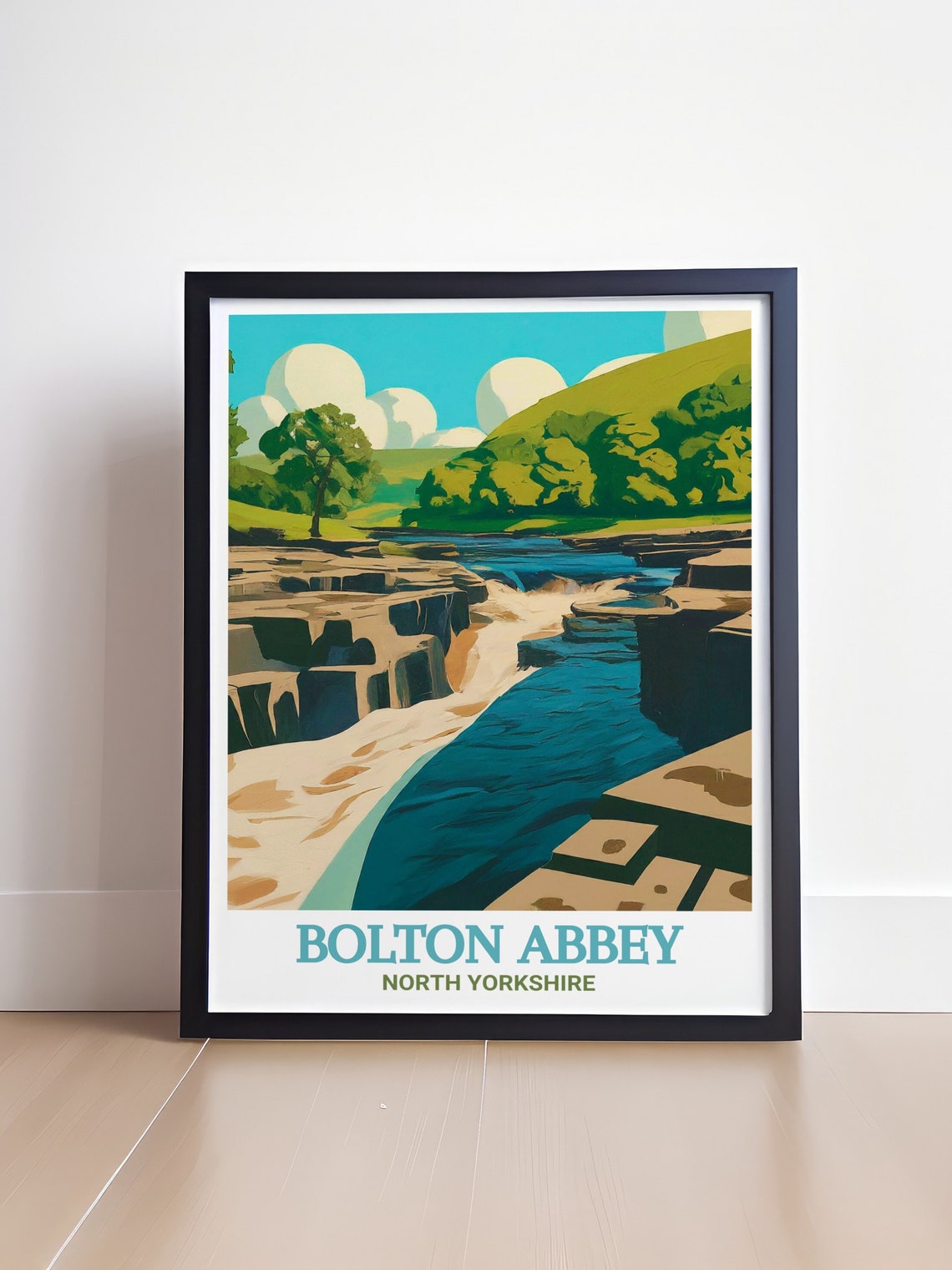 Bolton Abbey The Strid Rocky River Gorge Waterfall View Poster - Image 4