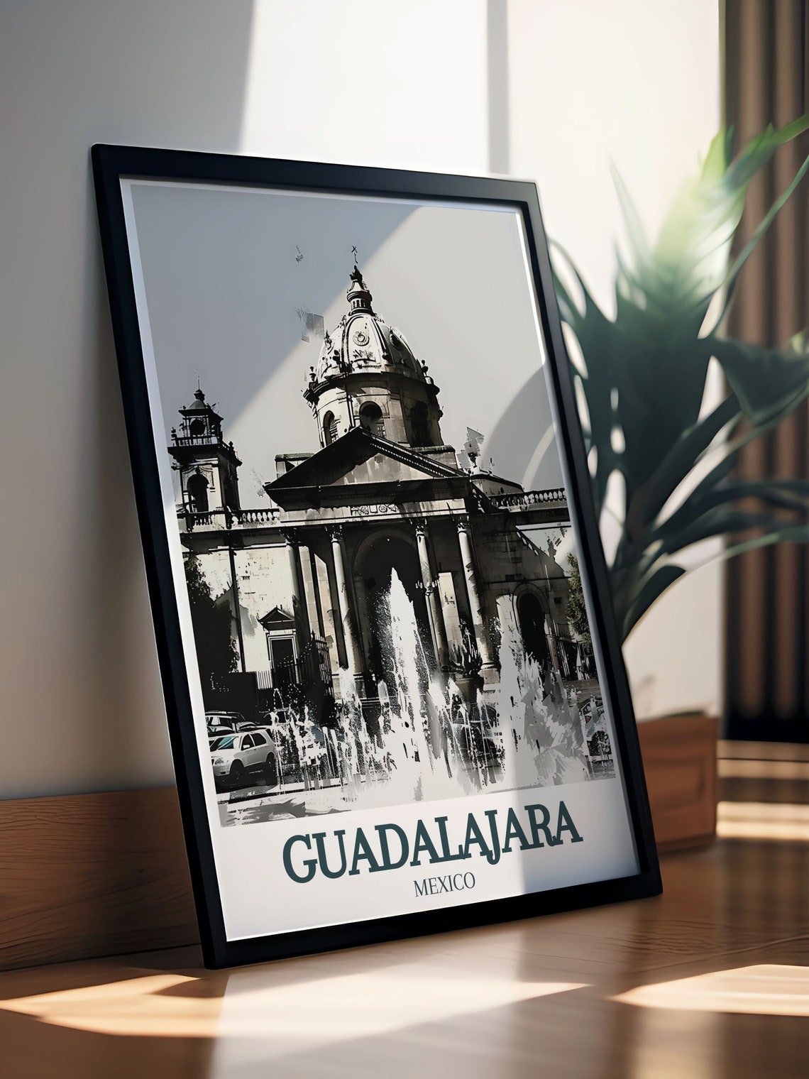 Guadalajara Mexico Historic Cabanas Chapel Black and White Poster - Image 2