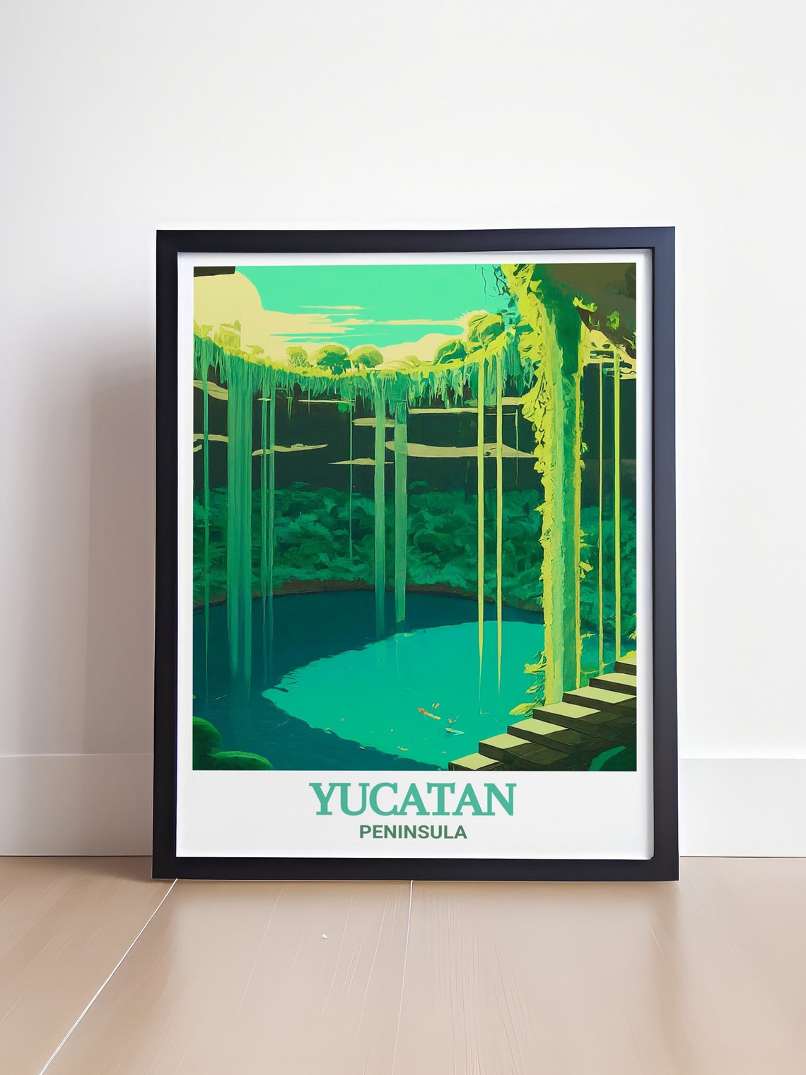 Yucatan Peninsula Sunlit Jungle Cenote Sinkhole Travel Poster - Image 4