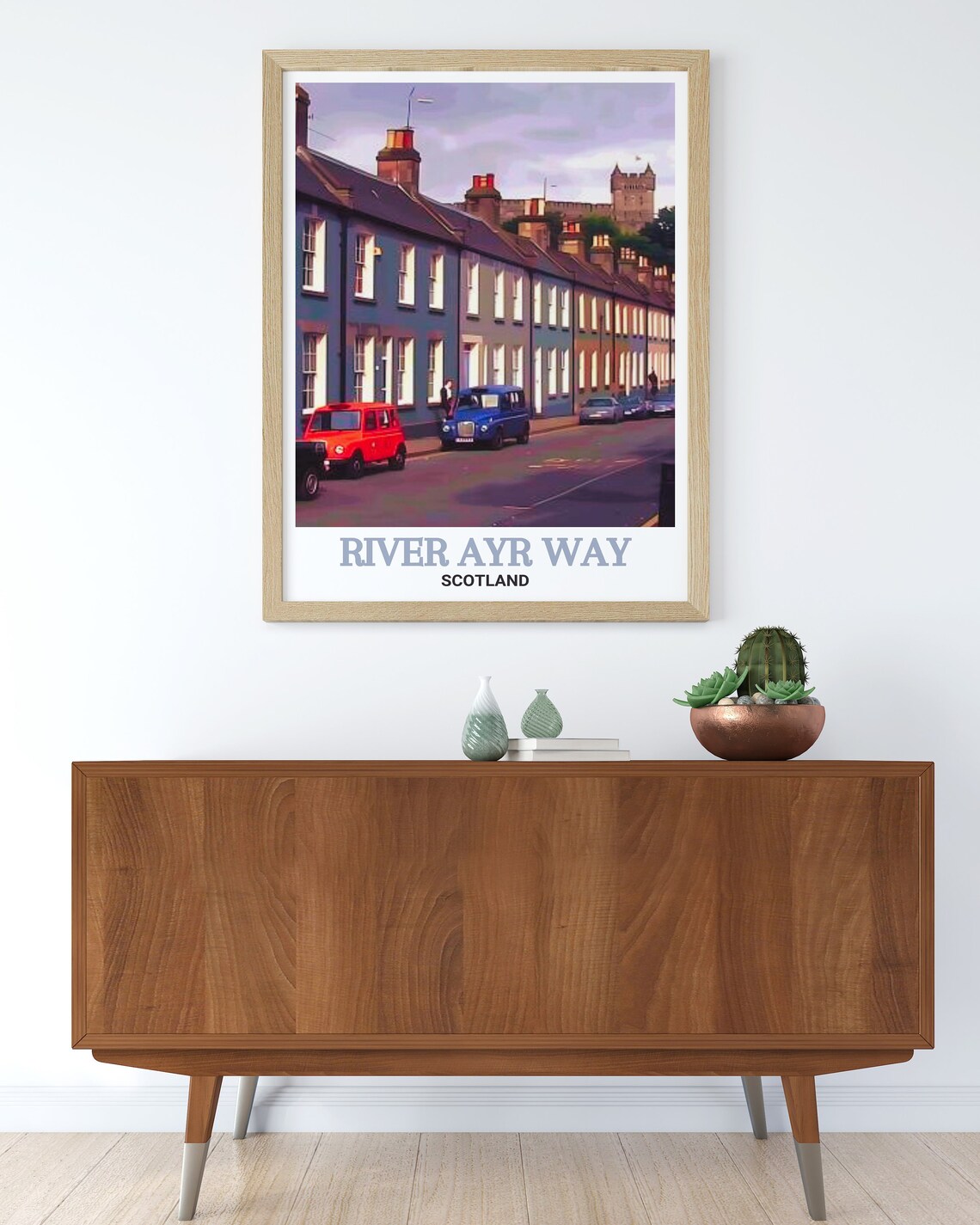 River Ayr Way Catrine Terraced Street and Castle Travel Poster - Image 2