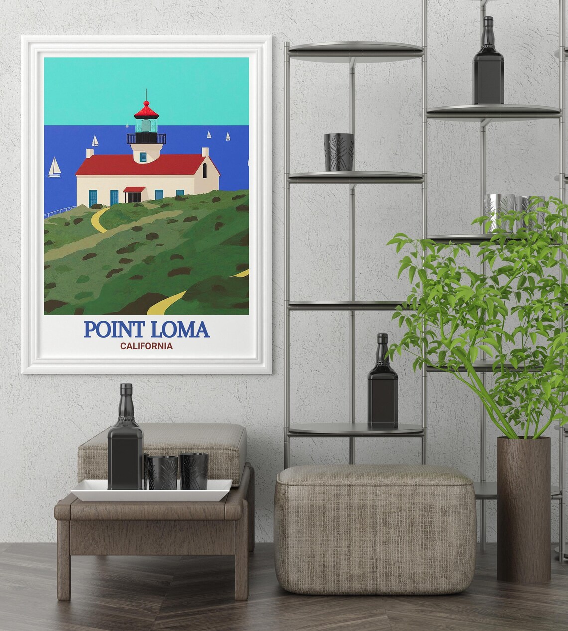Point Loma California Historic Lighthouse Hill Coastal Poster - Image 4
