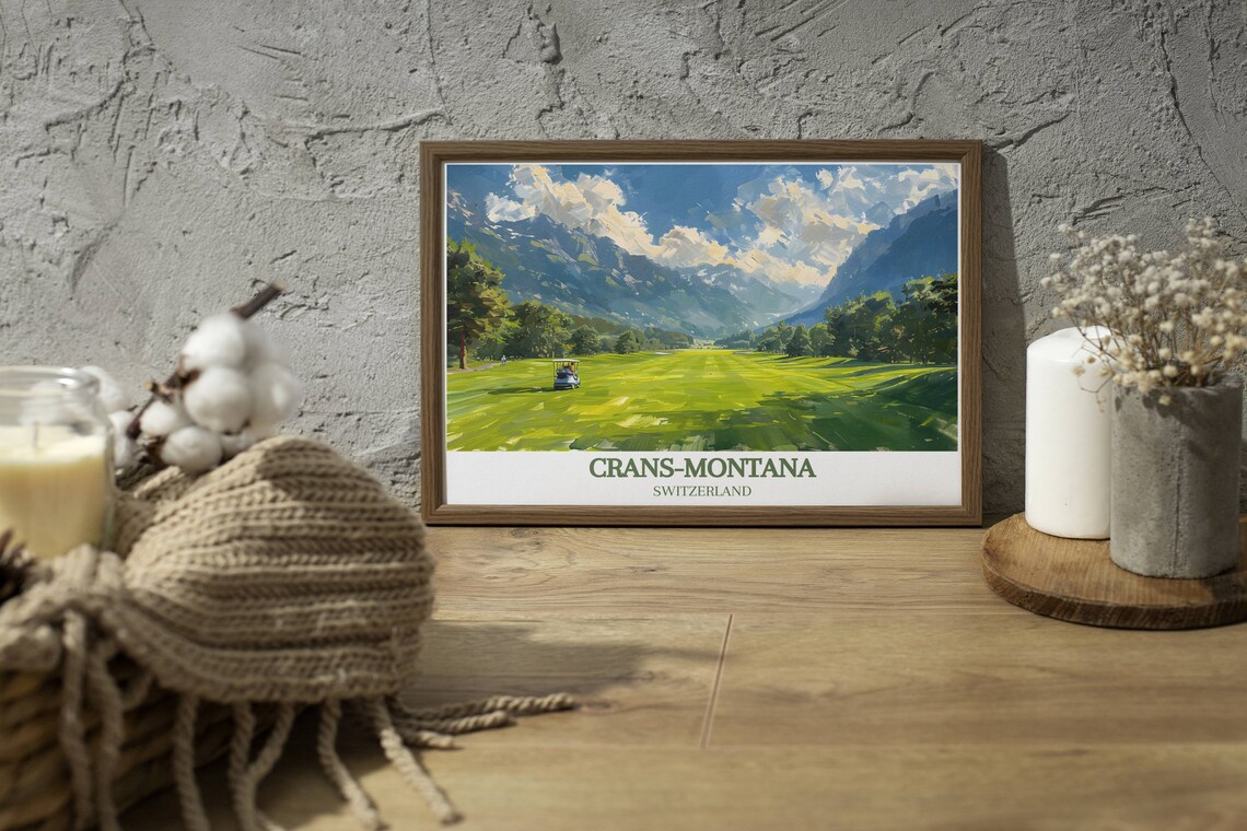 Crans-Montana Switzerland Golf Course Beneath the Mountain Alps Poster - Image 2