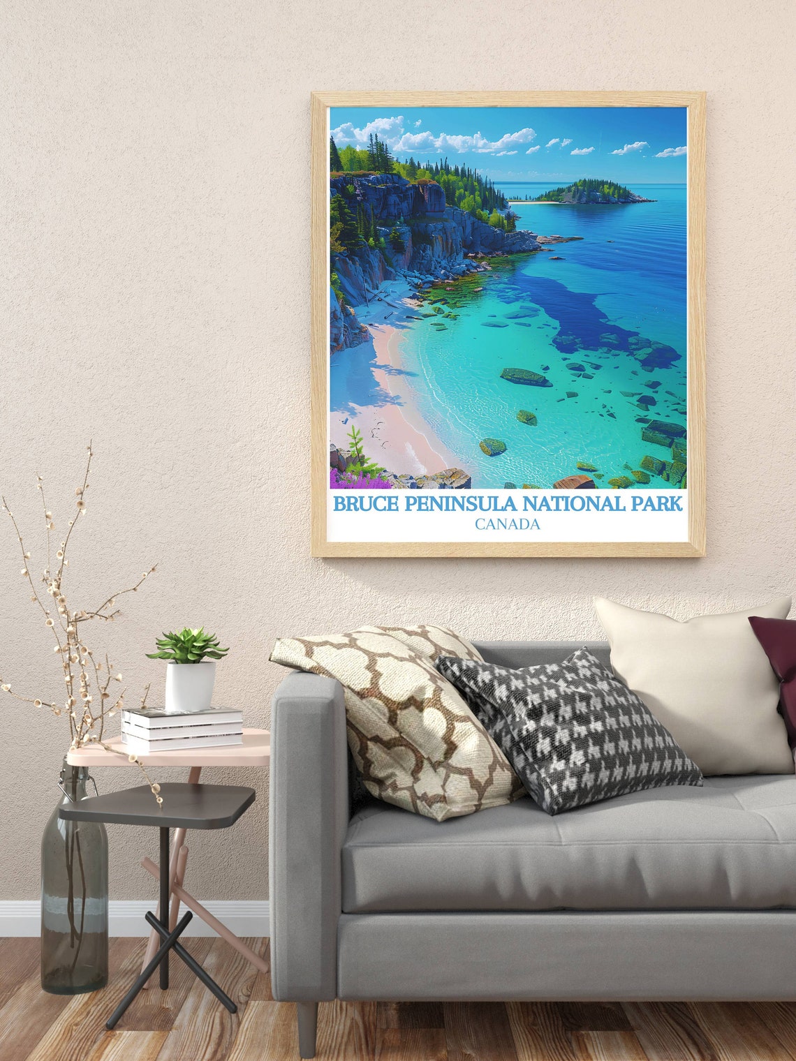 Bruce Peninsula Turquoise Cove Sandy Beach Canada Travel Poster - Image 3