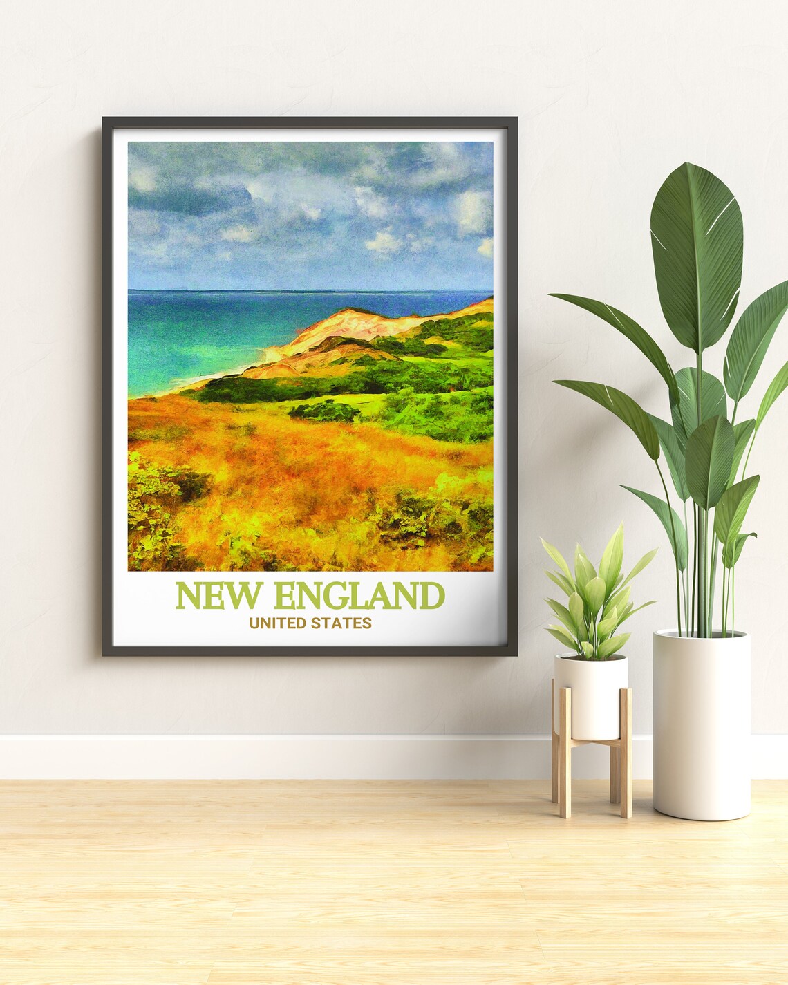 New England Turquoise Coastline Cliffs Ocean View Travel Poster - Image 3