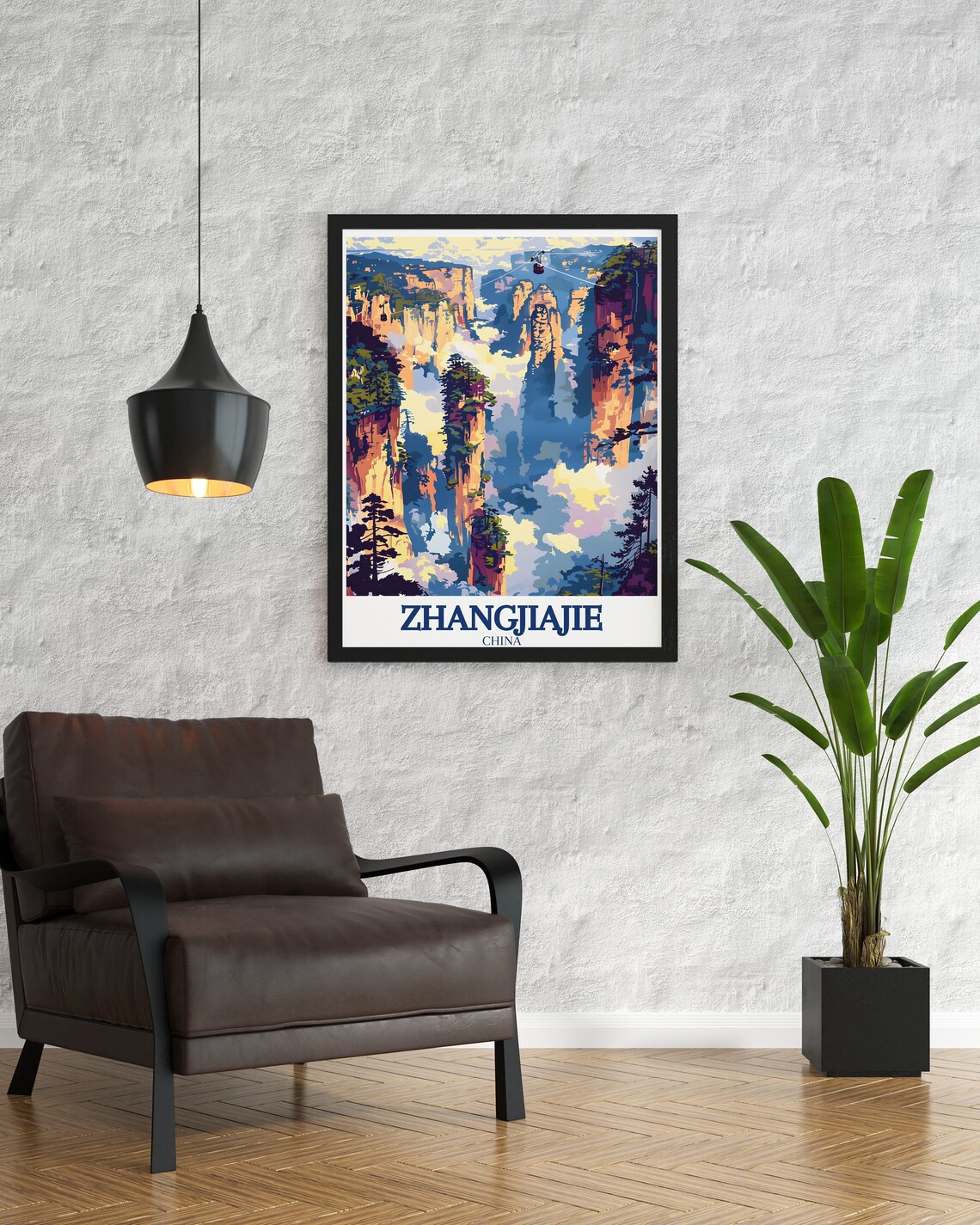 Zhangjiajie China Towering Sandstone Pillars Cable Car Travel Poster - Image 3