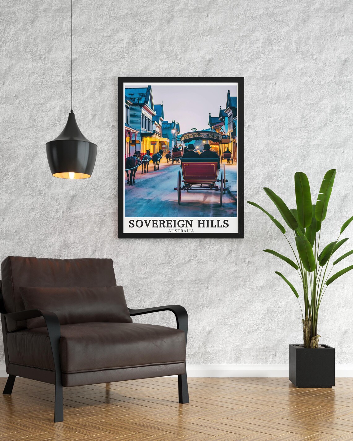 Sovereign Hills Australia Horse Carriage Dusk Street Travel Poster - Image 3